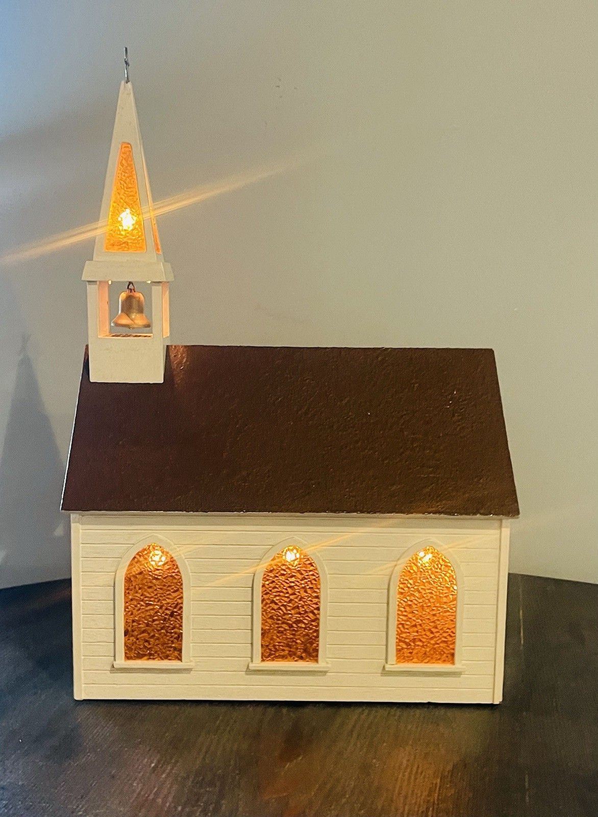 Vintage Large, High-Quality Handmade Lighted Wooden Church Holiday MCM