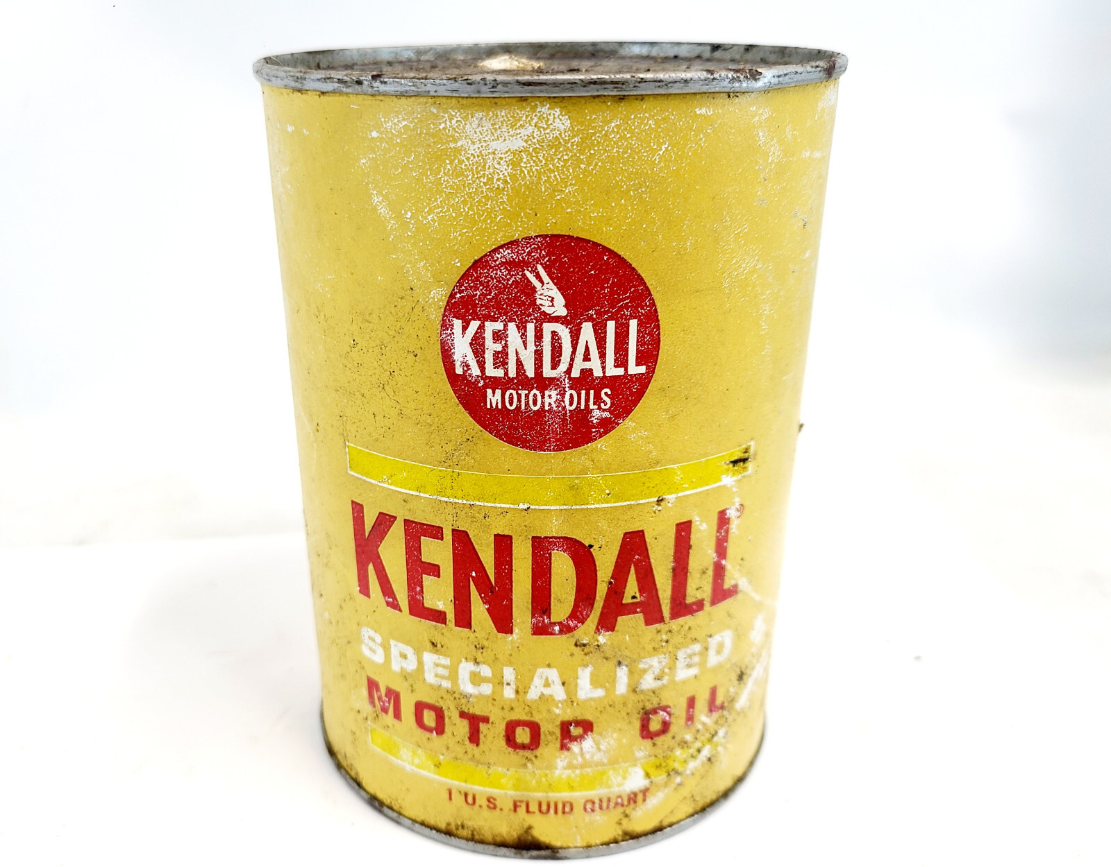 1950\'s Vintage Full Quart Kendall Motor Oil Specialized Lubricant Paper 20W Can