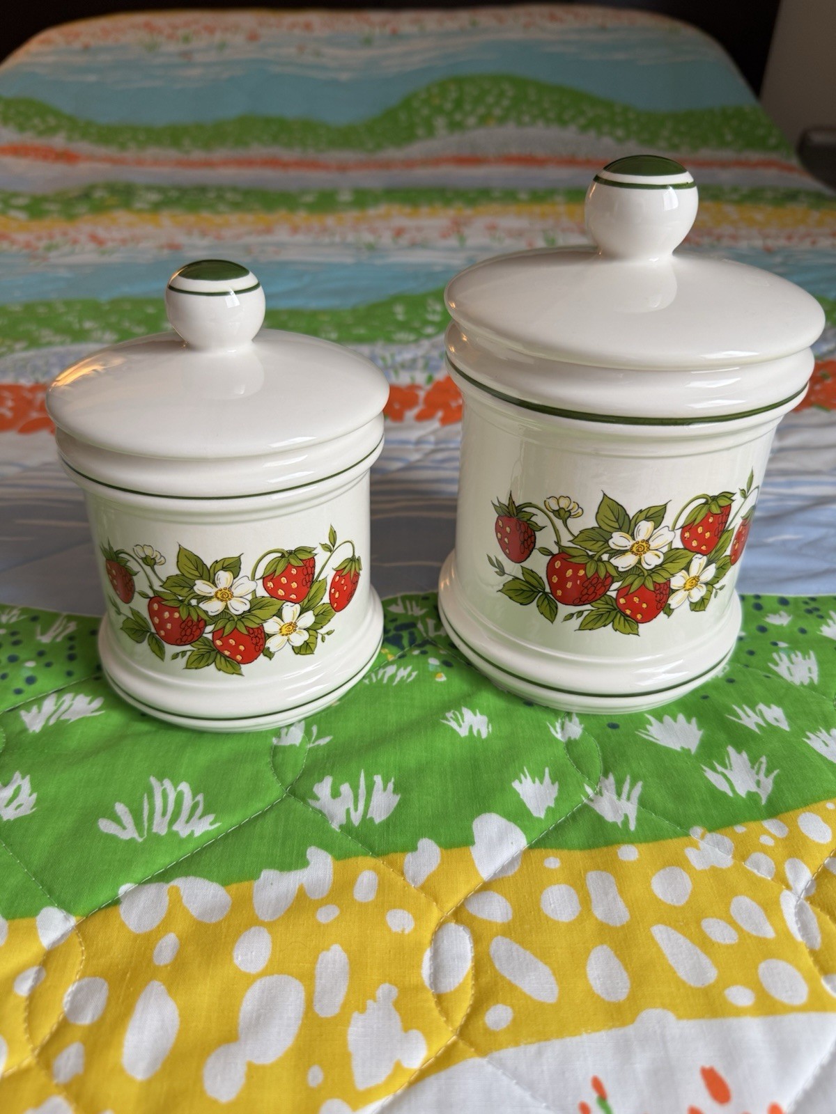 Set Of 2 Vintage Sears Strawberry Fields Ceramic Canisters Made in Japan