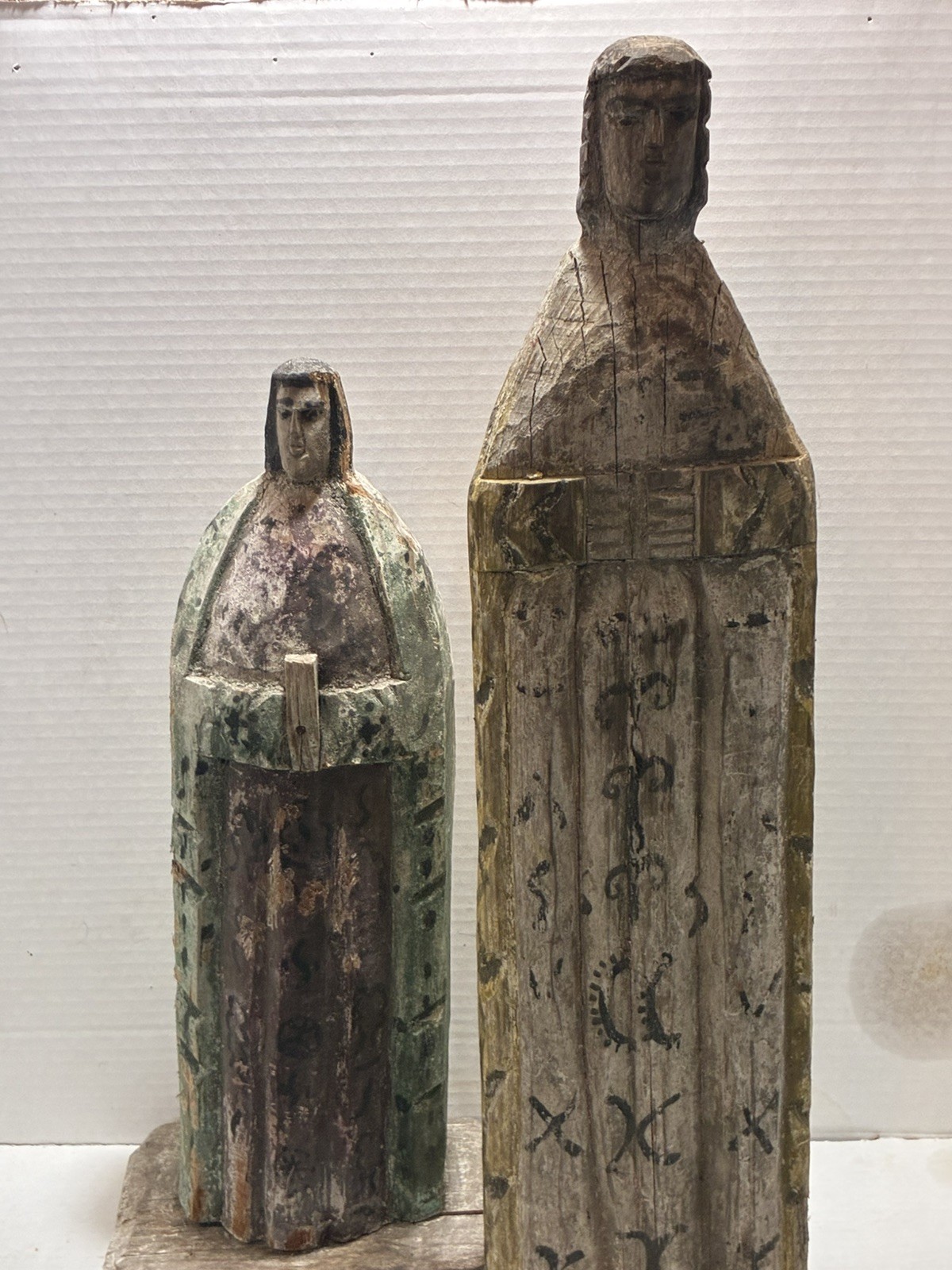 Vintage Hand Carved Wood Santo Figure Hand Painted Religious Figures. 