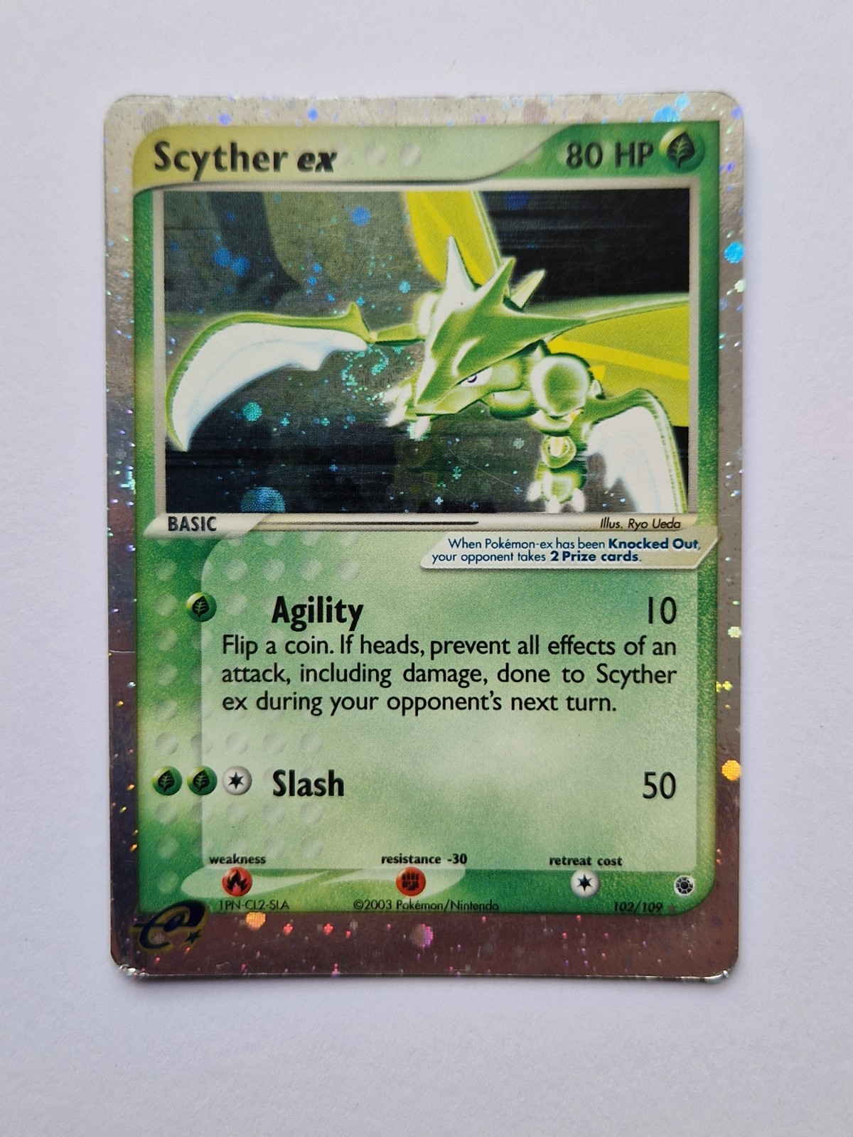 Pokemon Scyther ex 102/109 Ex Ruby & Sapphire Holo Rare Card MP