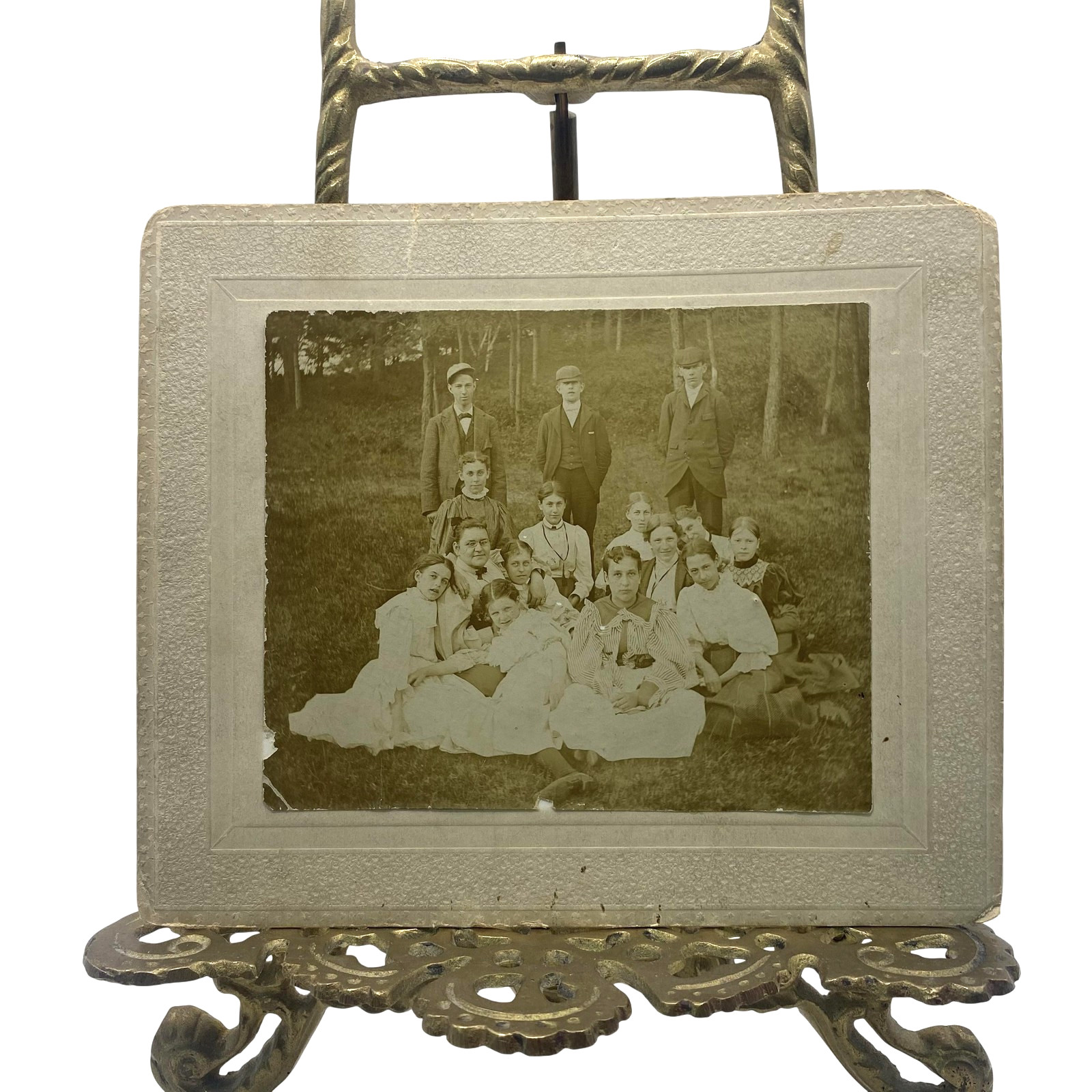 Vintage 1897 Hooksett Pinnacle Youth Group Cabinet Card Photo Sepia Orig
