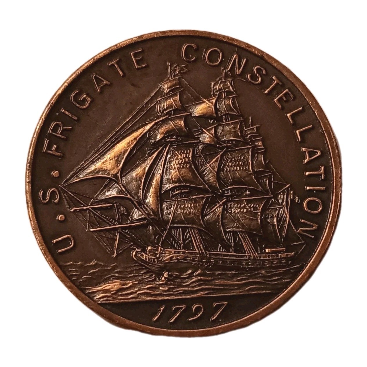 Vintage 1797 USS FRIGATE Constellation Copper Medal Coin