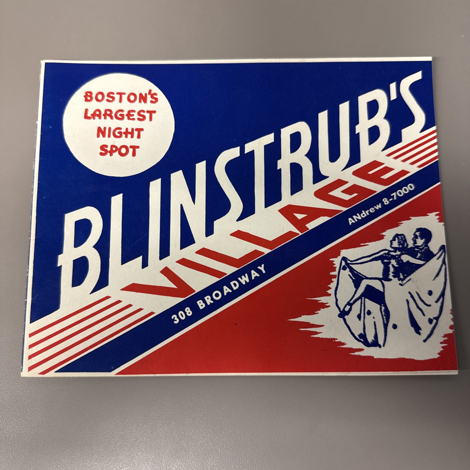 Vintage Blinstrub's Village Boston's Largest Night Spot Paper Photo Frame
