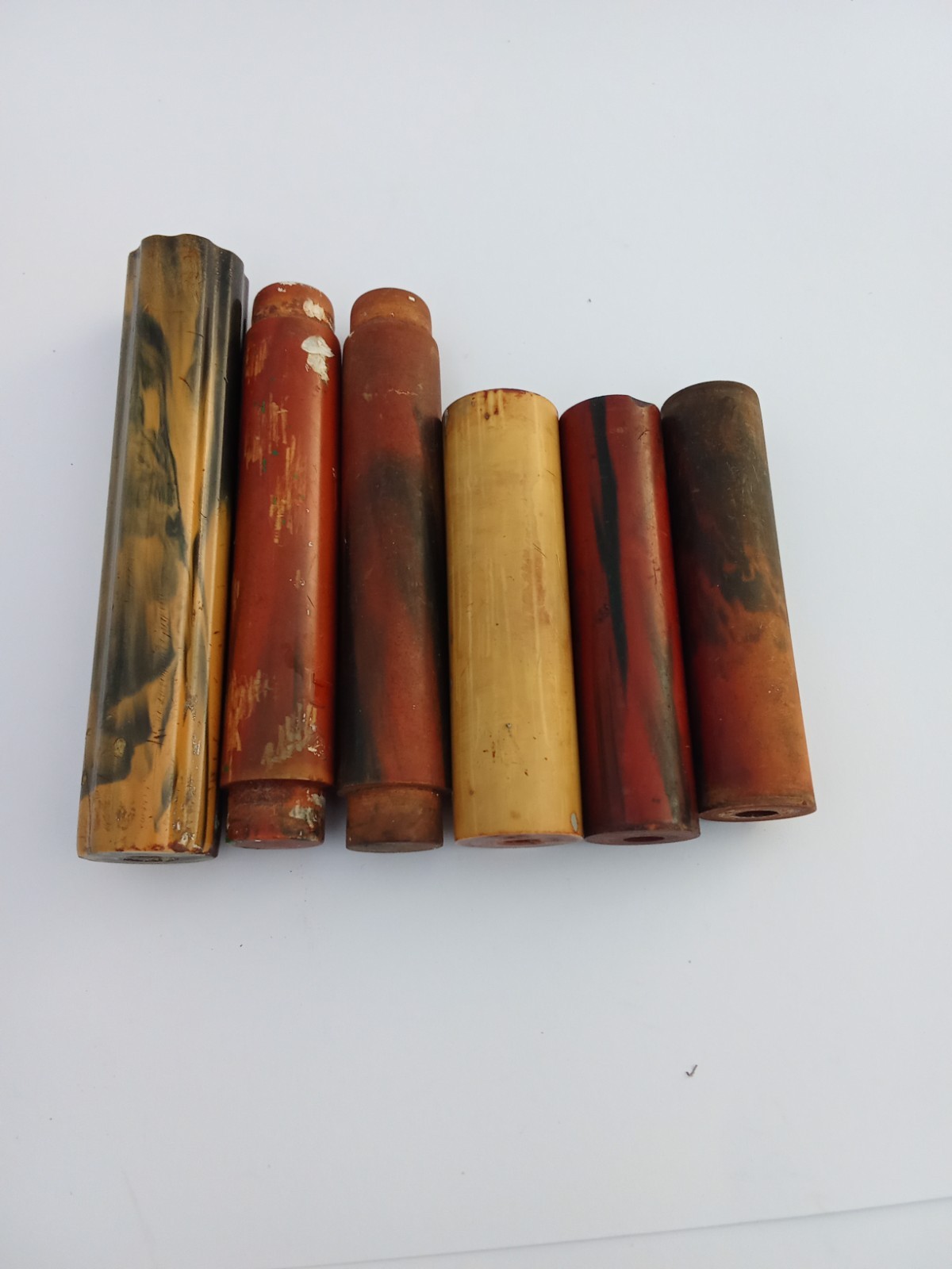 6 Vintage Bakelite Catalin Rods Handles Lot Marbled Phenolic Resin Material 21-2