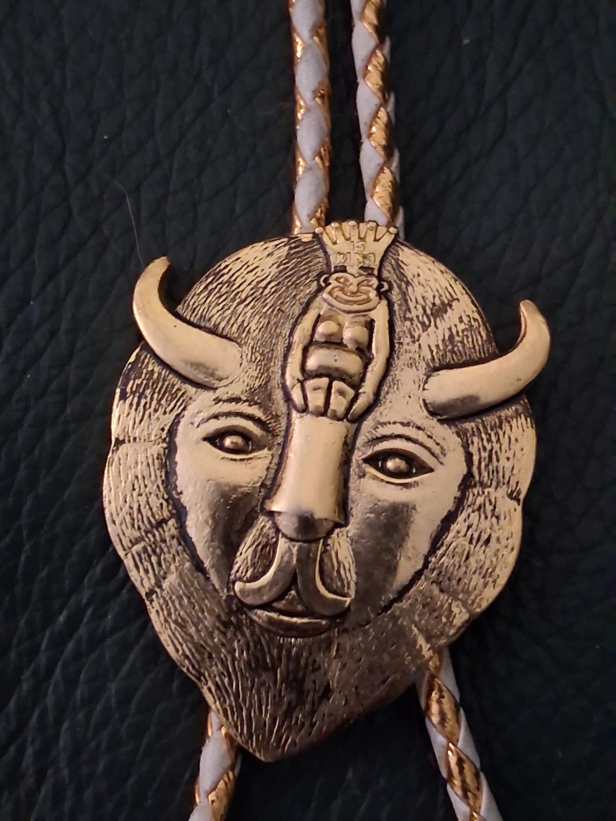 Vintage Bolo Tie  SHRINERS CLUB  class of  74 sf-ct 4 buffalo head Billiken rofj