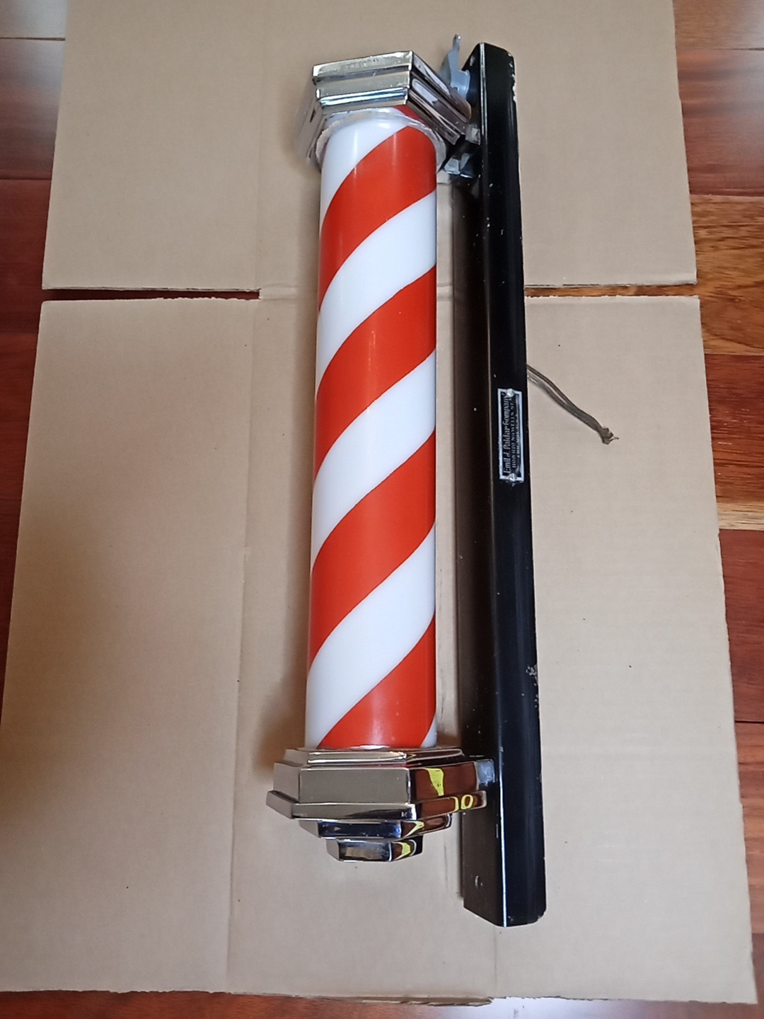 [RARE VINTAGE]  Emil J. Paidar Barbershop Wall Barber Pole Milk Glass ANTIQUE 