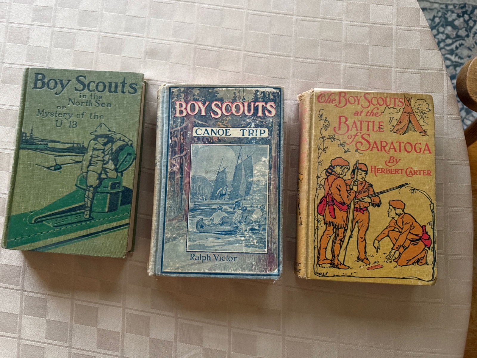 3 Antique Boy Scout Adventure Books: Canoe Trip, U-13 and Saratoga, Vintage Lot