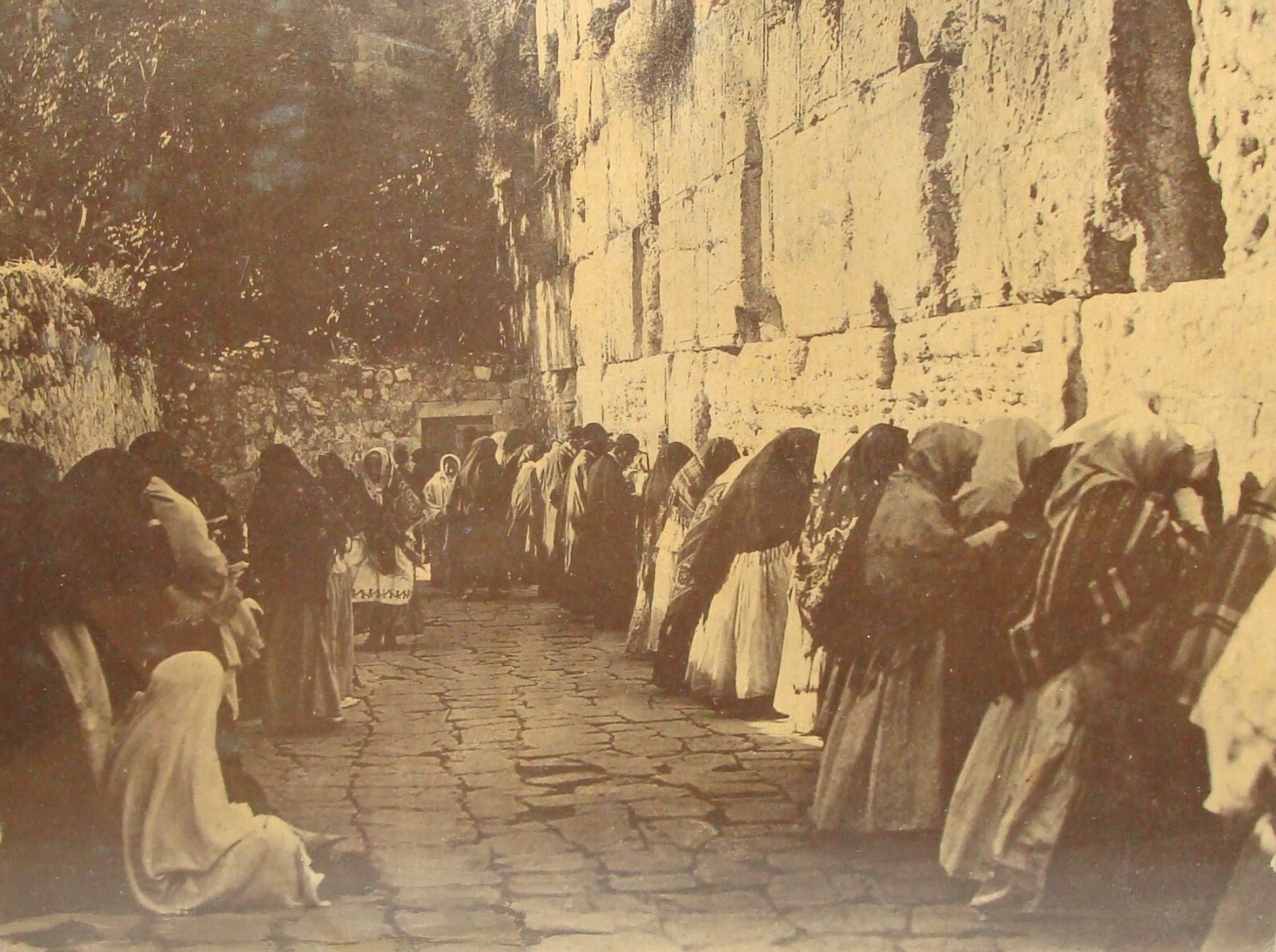 RARE c.1915 JERUSALEM Photo Old City Wailing Western Wall Klagemauer am Freitag