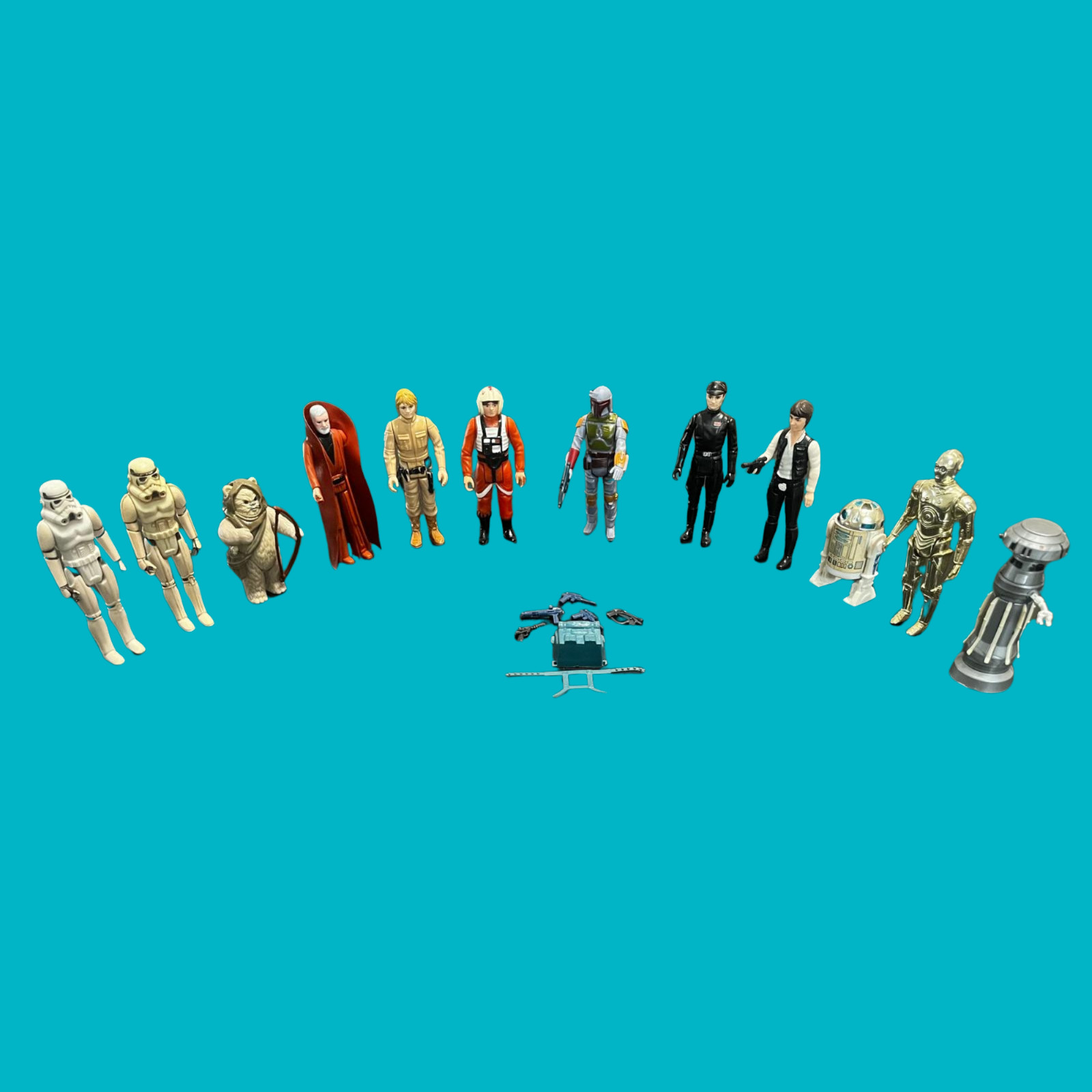 Vintage LOT of 1977 1979 1980 1985 Star Wars Kenner Action Figures and Blasters