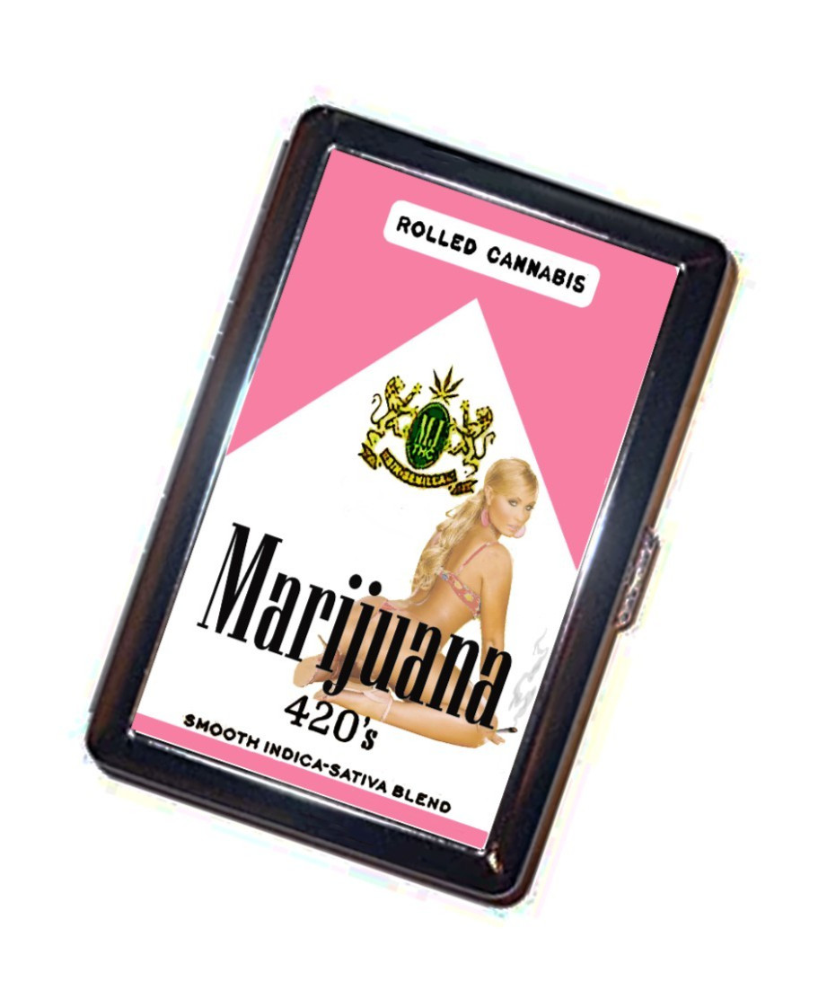 Marijuana PINK vintage pinup Cigarette Case Handmade 420 advertisement