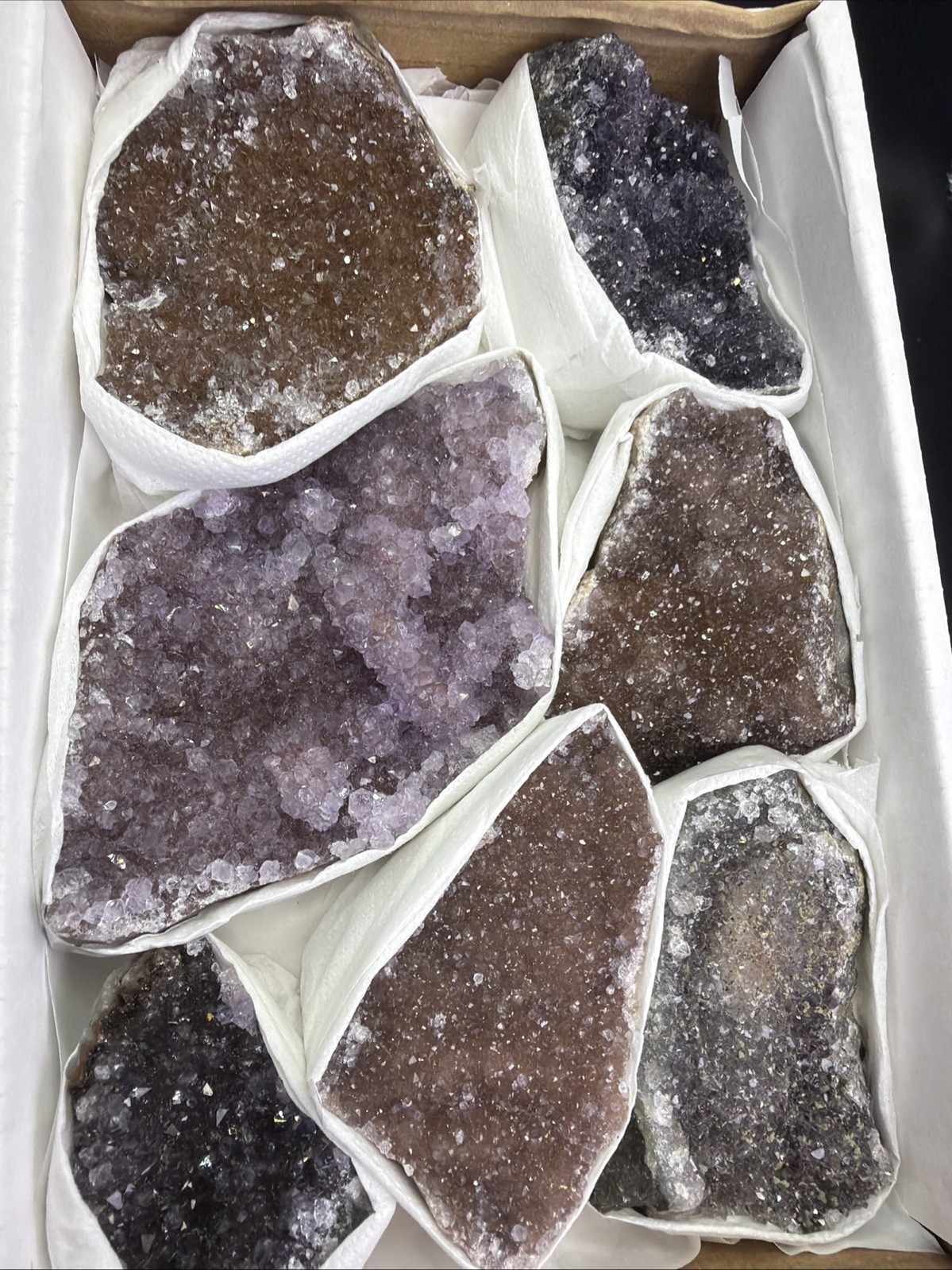 Uruguay Rainbow Amethyst Druzy Agate Crystal Flat Natural Mineral Specimens