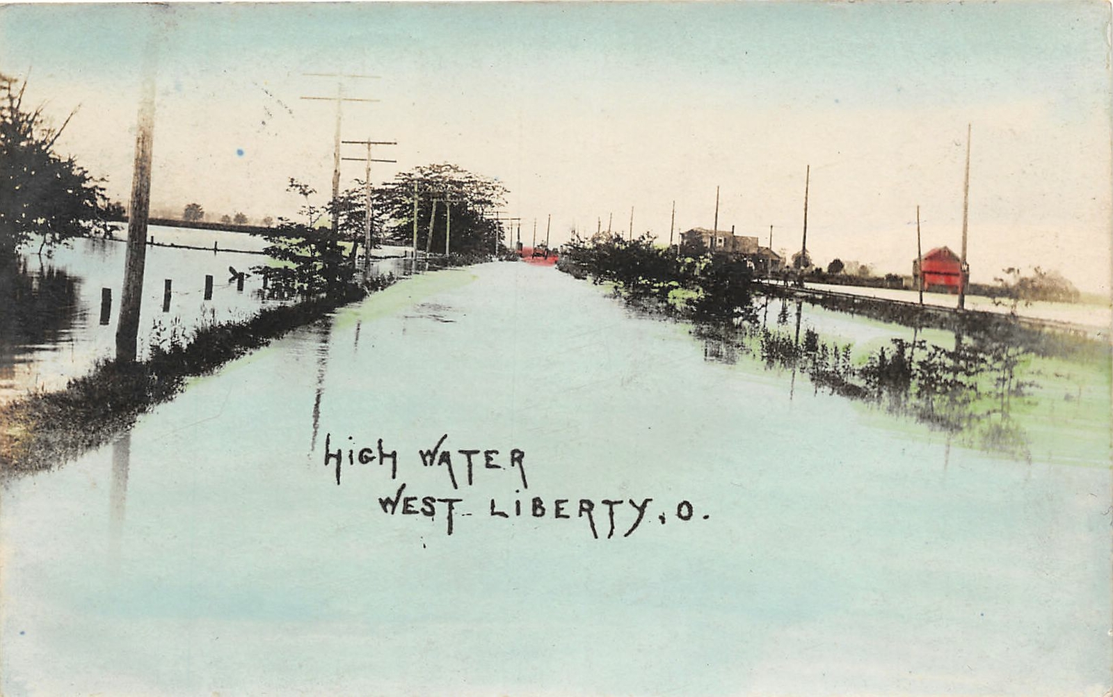 H97/ West Liberty Ohio RPPC Postcard c1913 Flood Disaster Roadway 215