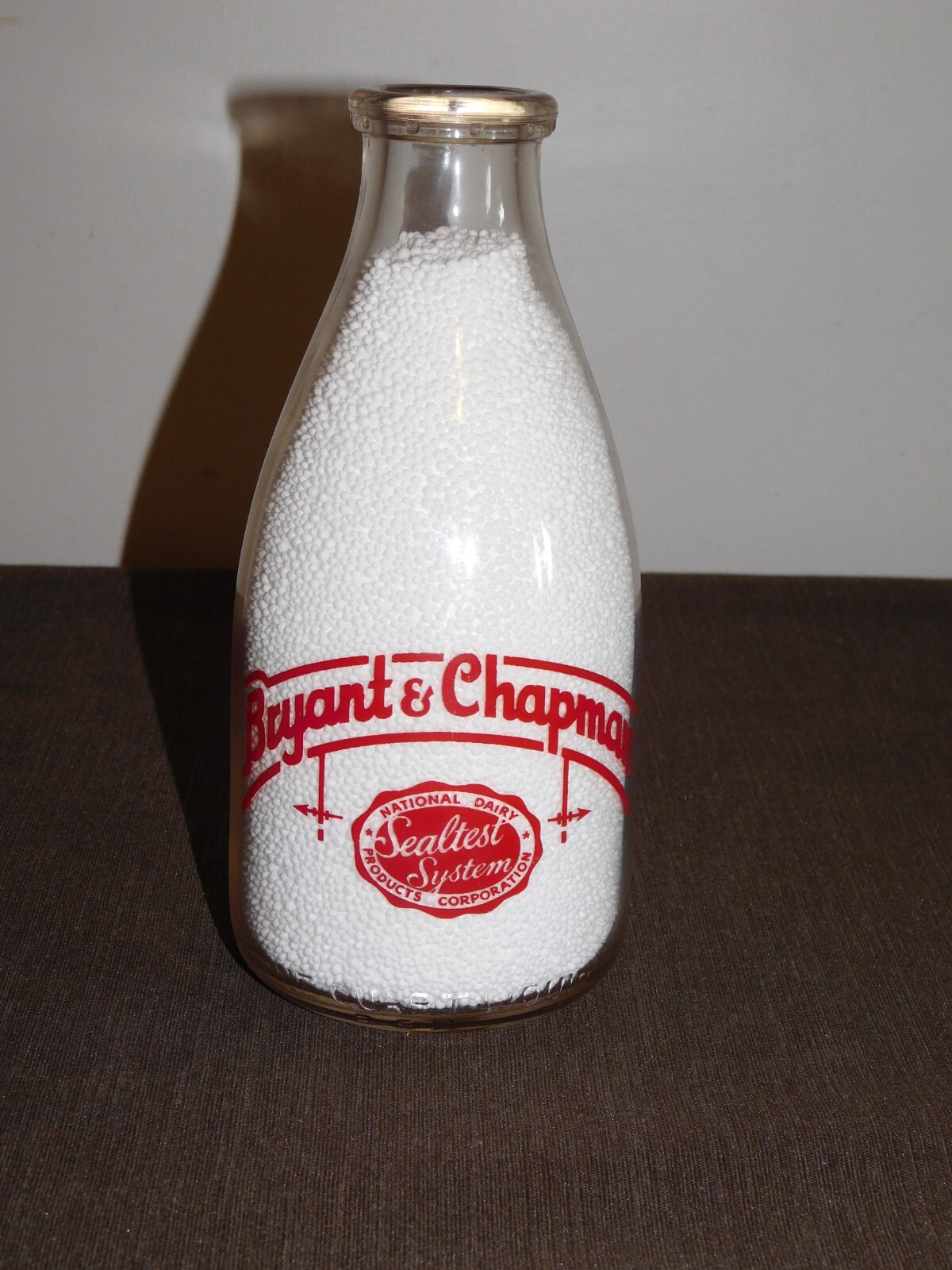 VINTAGE 1 ONE QUART GLASS MILK BOTTLE SEALTEST BRYANT & CHAPMAN
