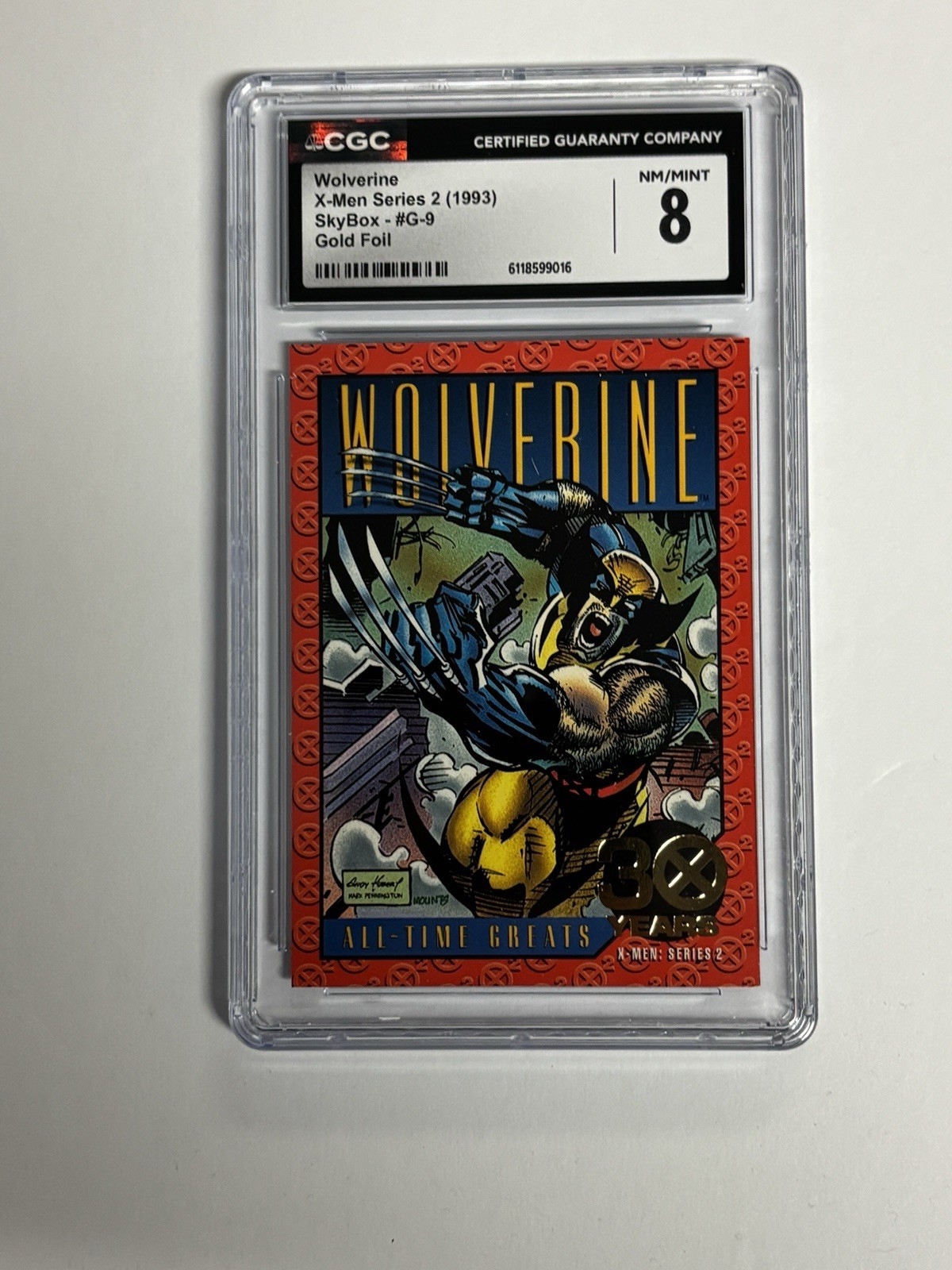1993 SKYBOX X-MEN 2 GOLD FOIL #G-9 WOLVERINE CGC 8 Nm-Mint