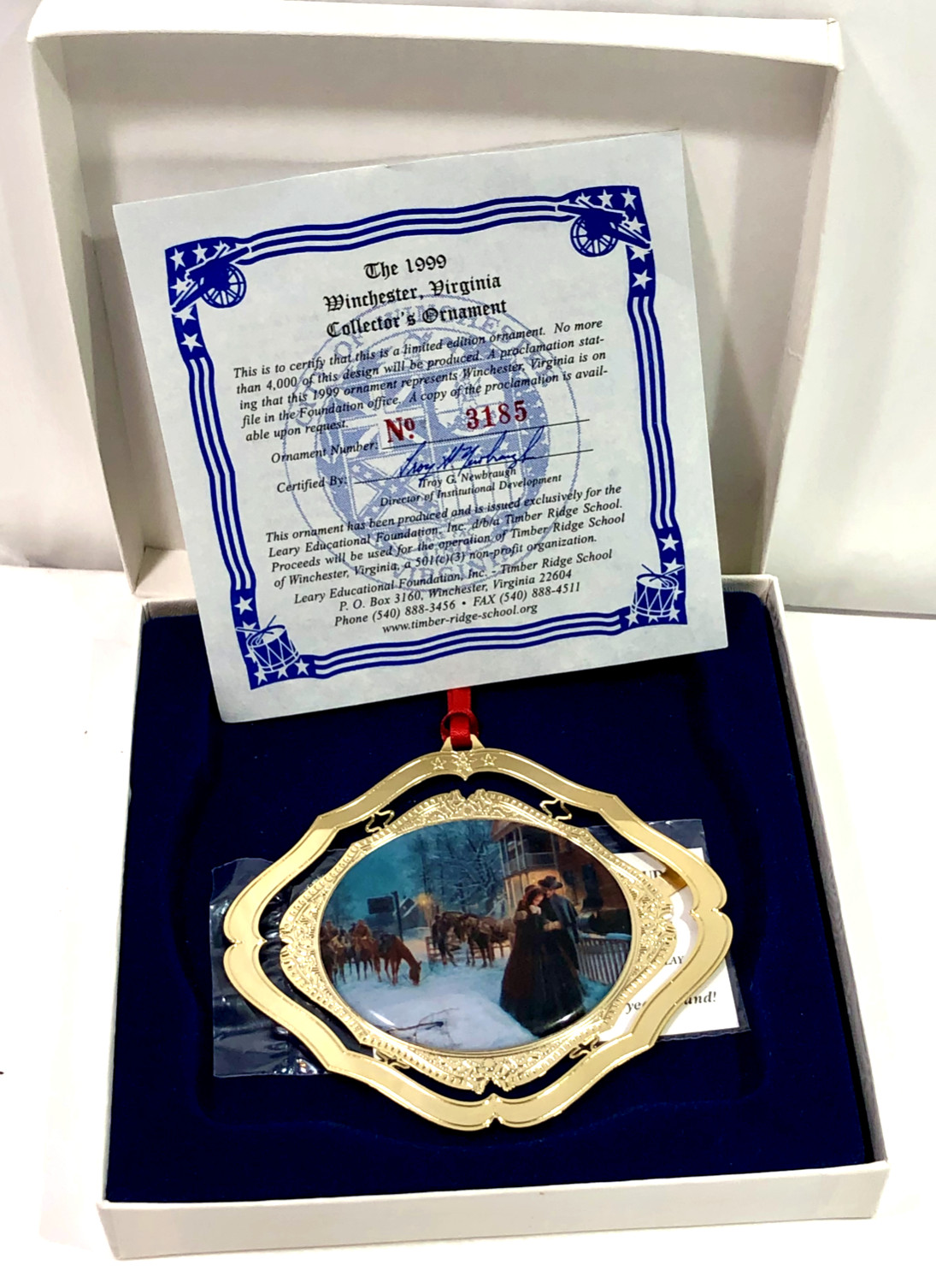 Mort Kunstler 1999 Winchester, VA Collectors Ornament #3185 4th In Series