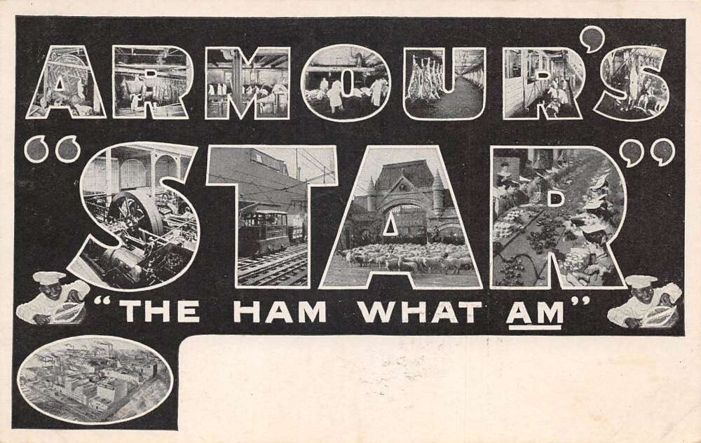 Armour's Star Meat Packing Factory Butcher Large Letter Ad Postcard AA80898