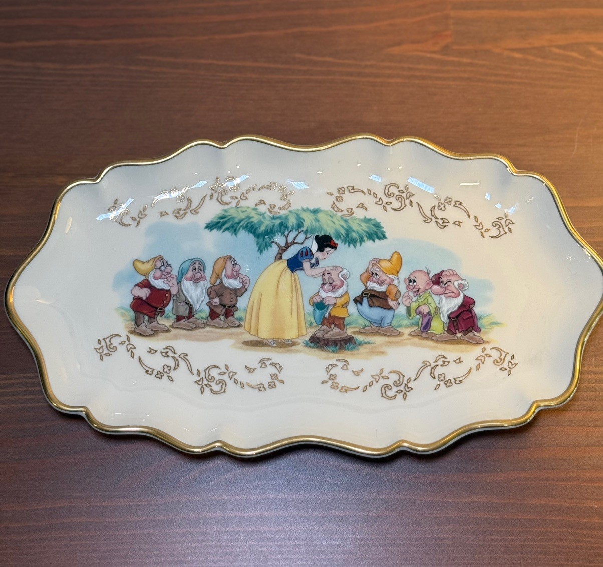 Lenox Disney Snow White Seven Dwarfs Candy Dish 1997 Original Tag USA Vtg