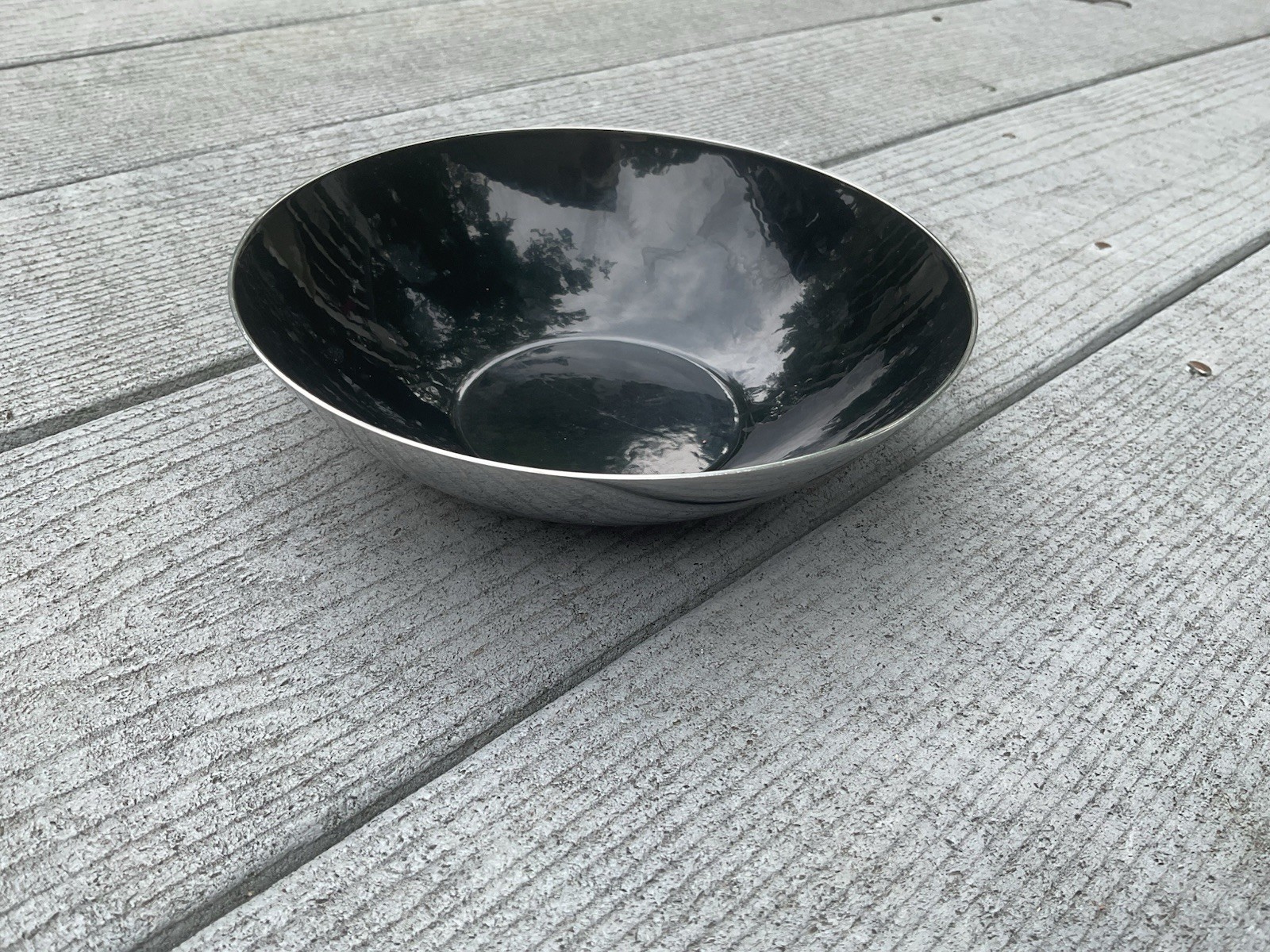 Vintage CATHRIENHOLM 6.5” Chrome & Black Enamel Bowl Norway
