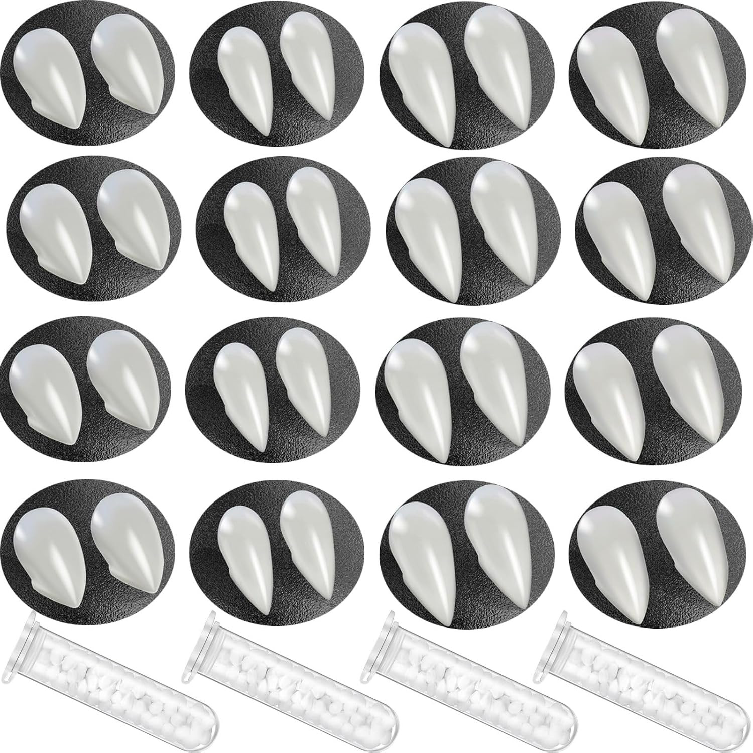 16 Pairs Vampire Teeth for Cosplay-4 Size Fake Fangs with 4 Tube Solid 16 Pairs Vampire Teeth for Cosplay-4 Size Fake Fangs with 4 Tube Solid