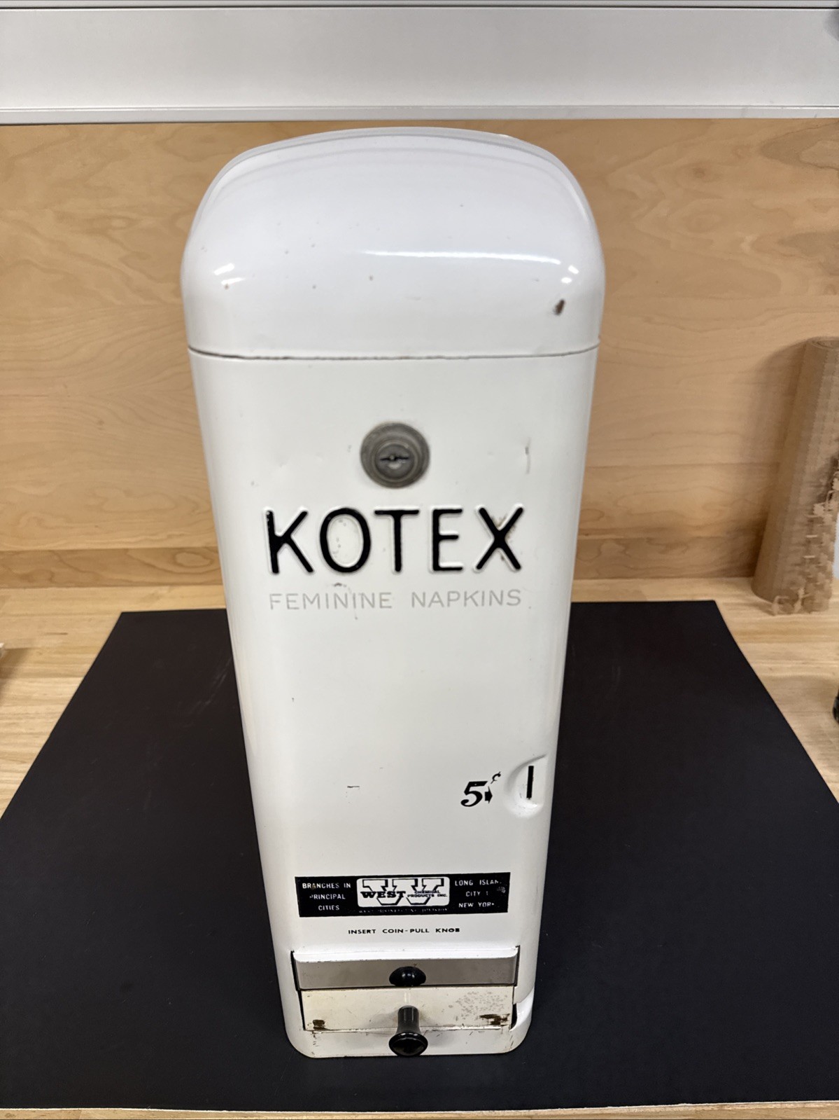 Vintage 1950s KOTEX Feminine Hygiene Napkins Dispenser Machine Takes Nickels
