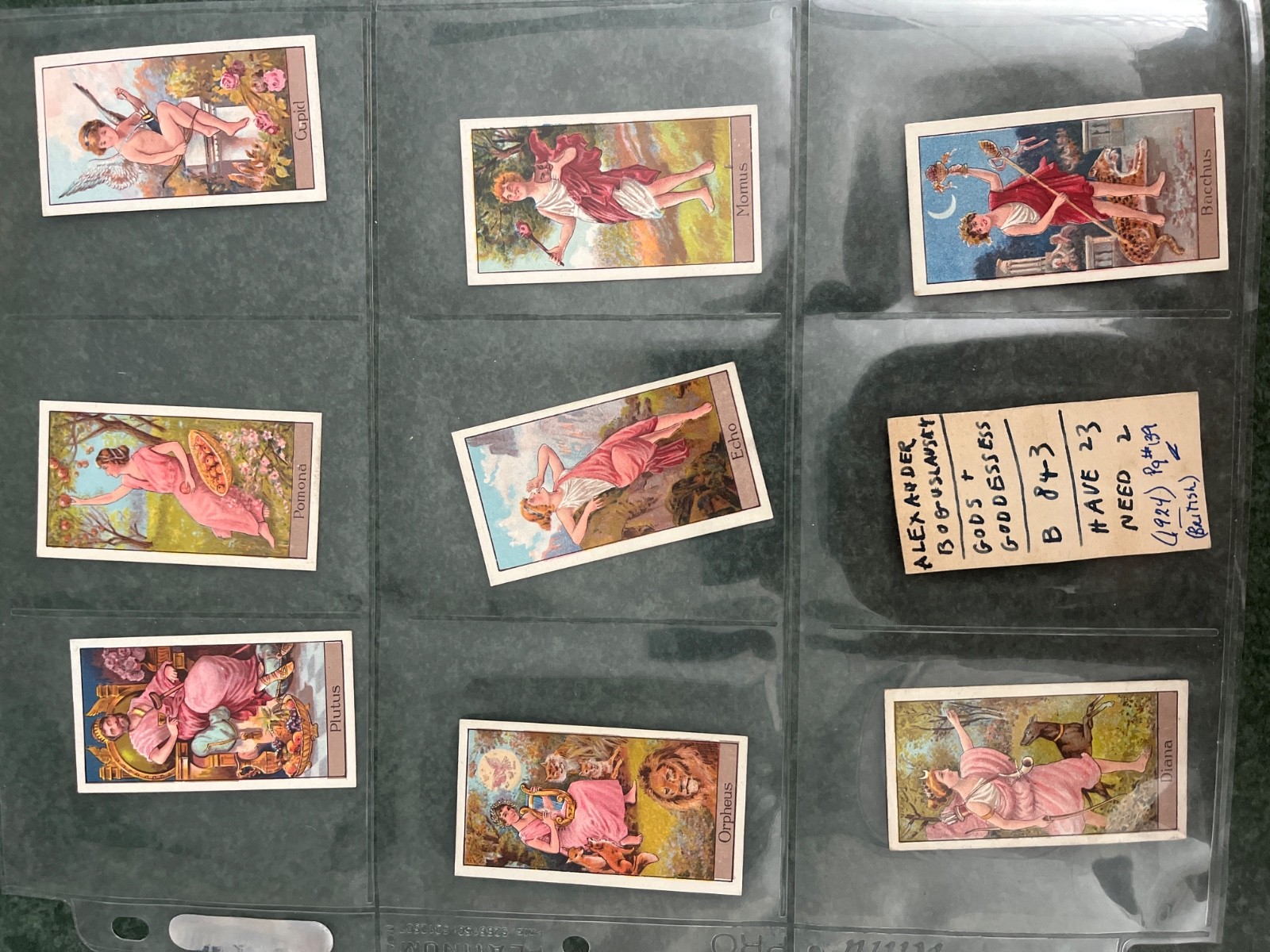 1924 TOBACCO 25 CARD LOT GODS & GODDESSES BOGUSLAVSKY