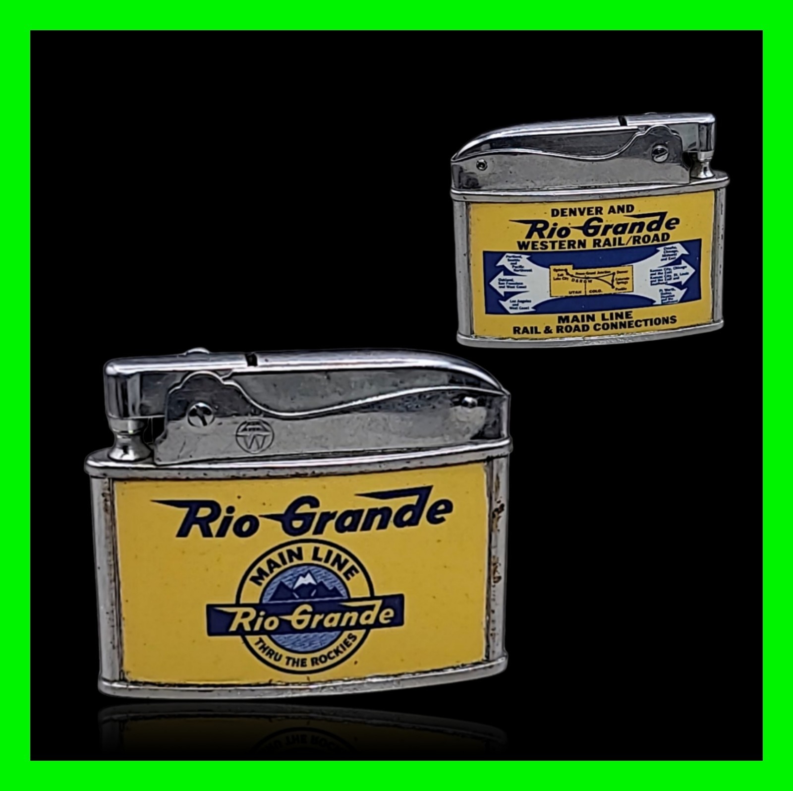 D&RGW Denver Rio Grande Western California Zephyr Railroad Train Flat Ad Lighter