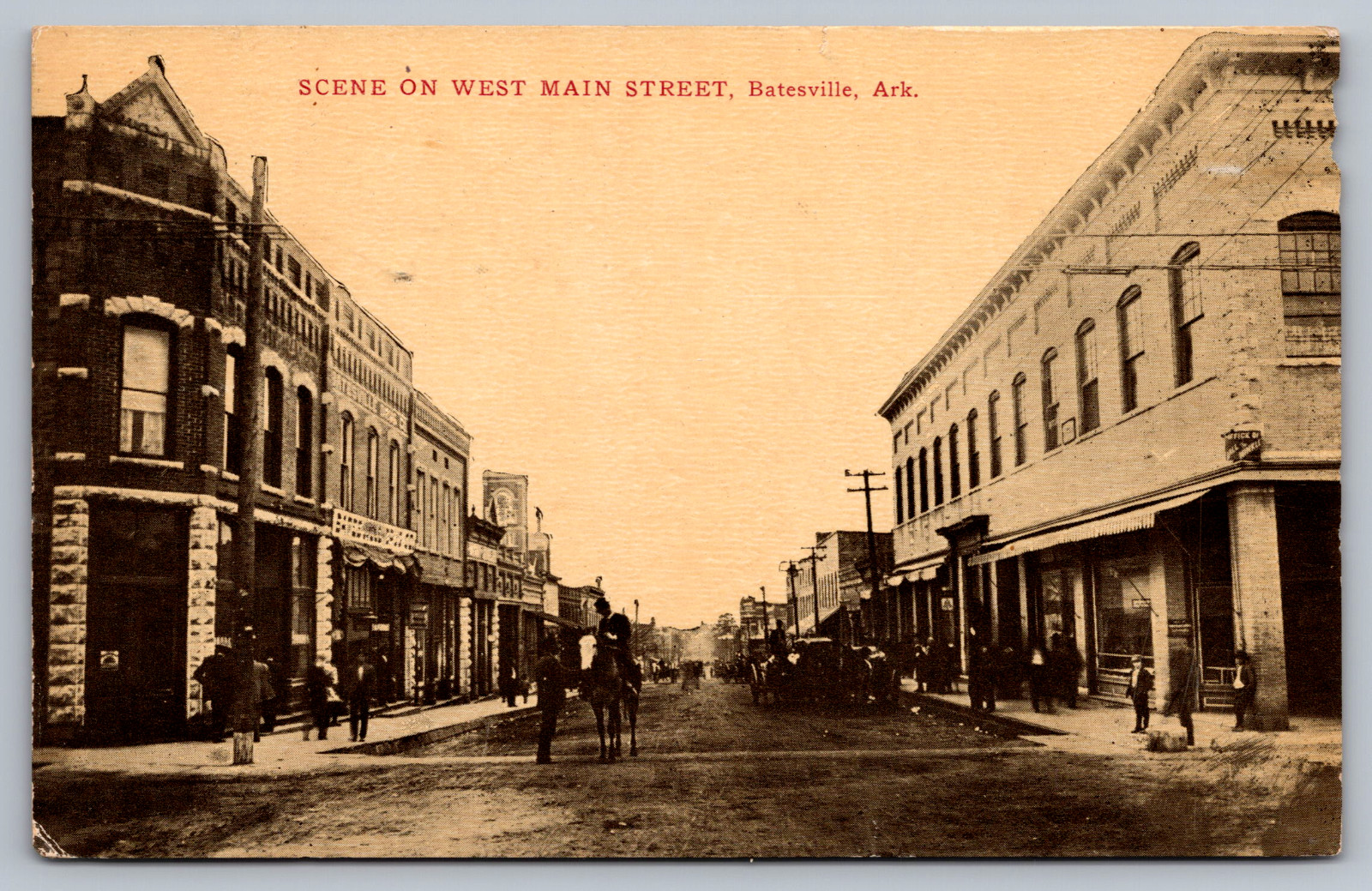 Postcard Street Scene on West Main Street Batesville Arkansas C1913