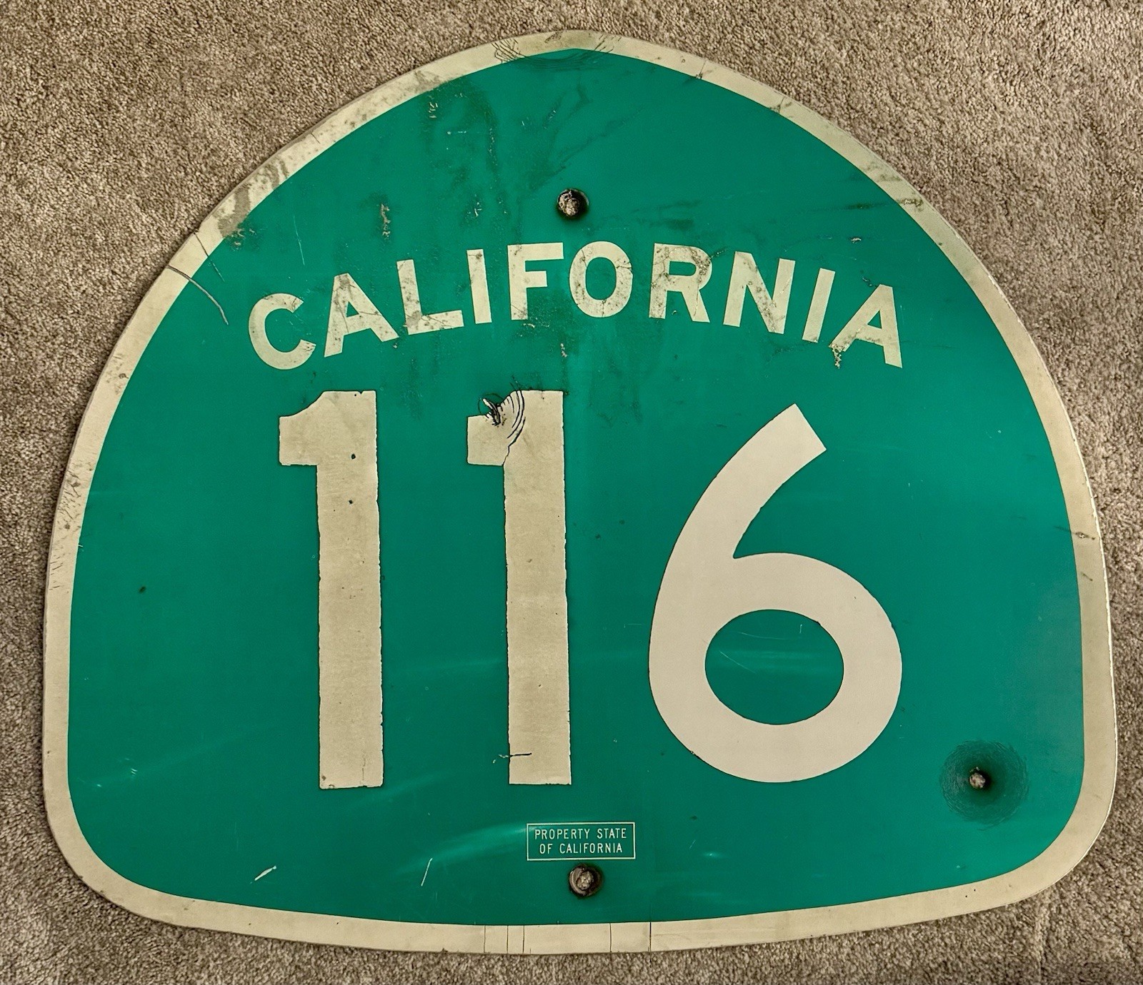 Original vintage CALIFORNIA HIGHWAY 116 Sonoma Pacific Coast Highway shield sign