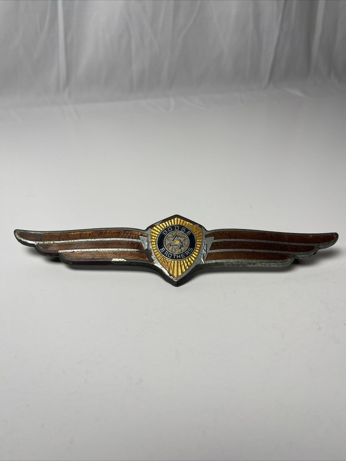 Vintage Dodge Brothers Winged Trunk Emblem Badge Fox Co Cincinnati Made in USA