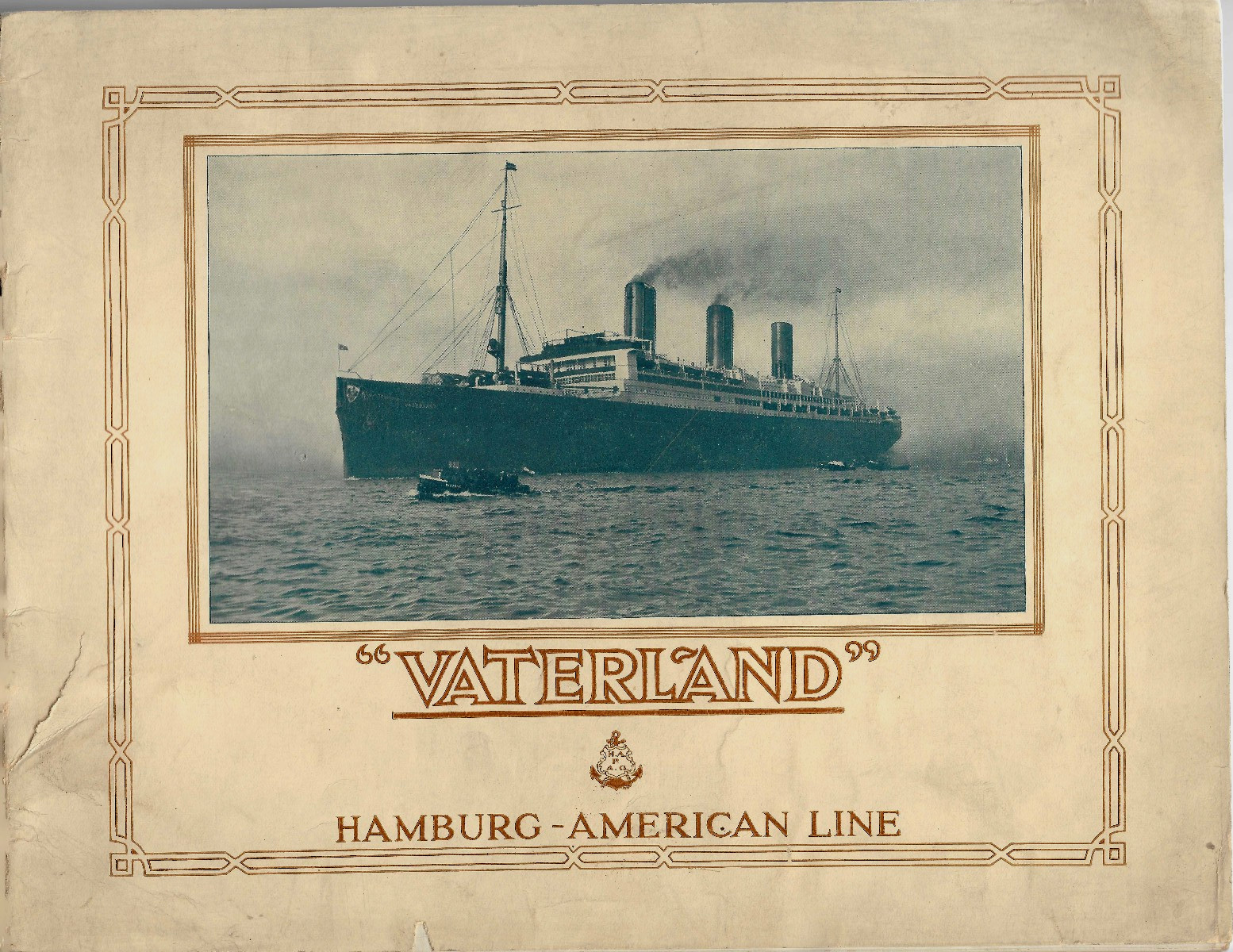1913 SS VATERLAND - HAMBURG-AMERICAN LINE STEAMSHIP OCEANLINER BROCHURE BOOKLET