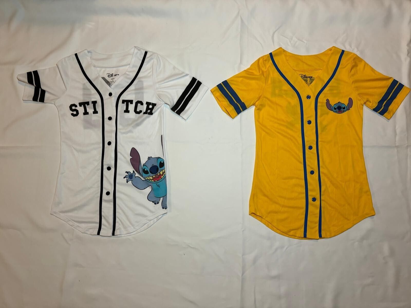 2 Pcs Disney World Lilo & Stitch Baseball Jersey Women\'s Button-up SMALL 