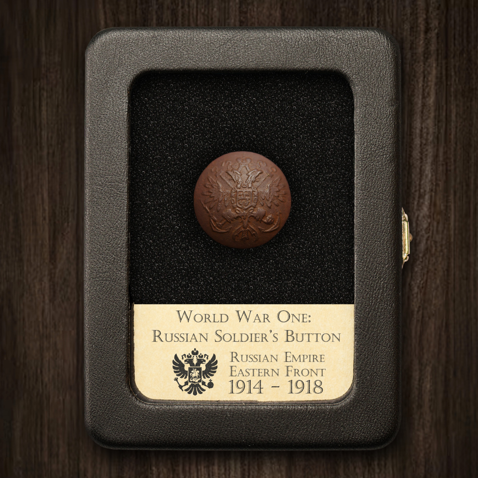 1 Original WW1 Soldier\'s Button - Russian Empire - With Display Case
