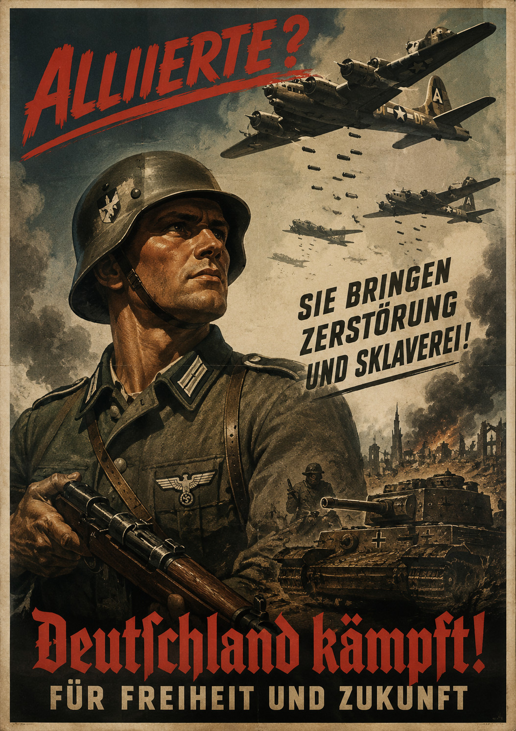 WWII German Propaganda Poster Reproduction Vintage War Art 13x19 Print