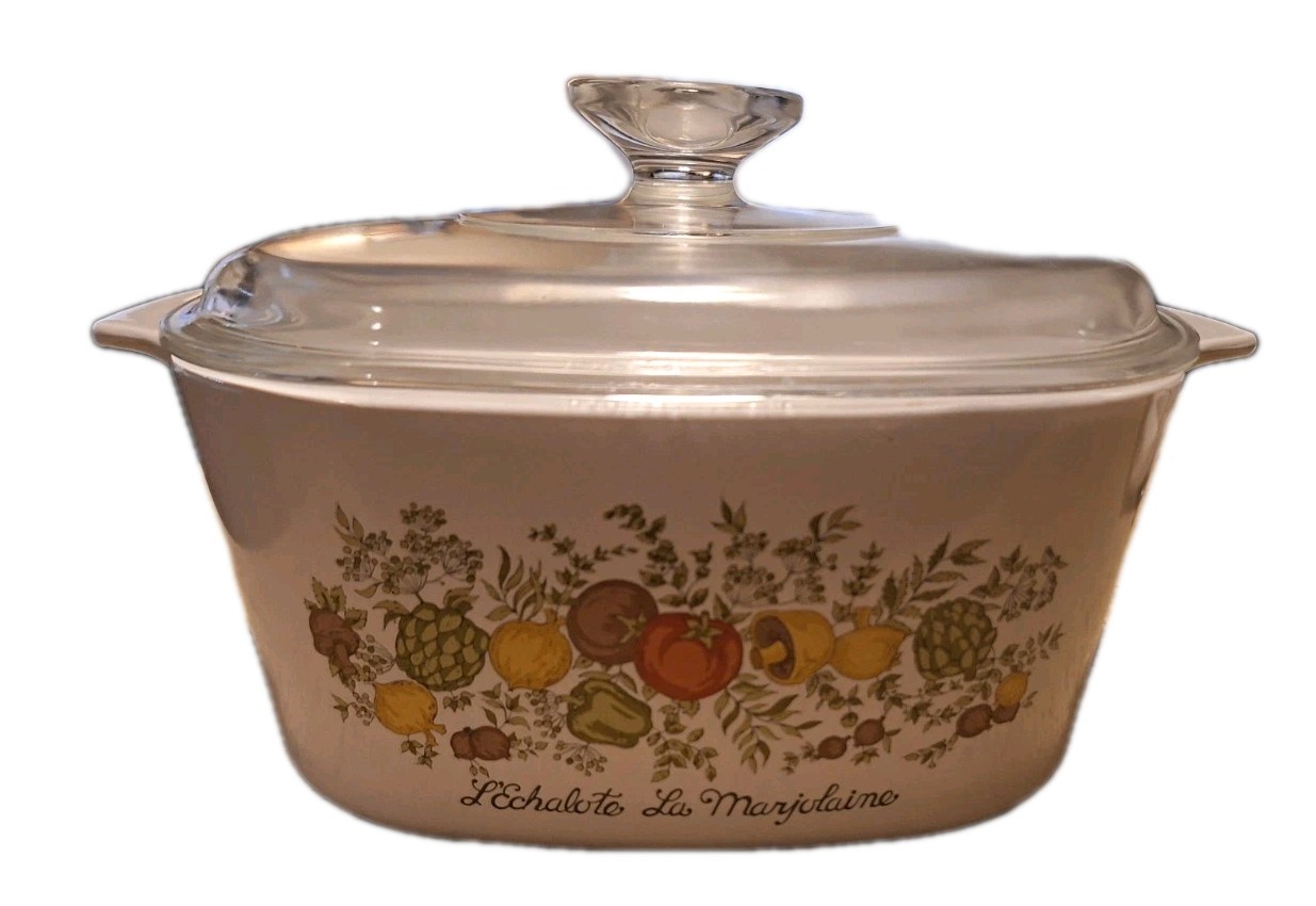 Corning Ware 70\'s Spice of Life French L\'Echalote 3 QT Casserole Dish Lid A-3-B