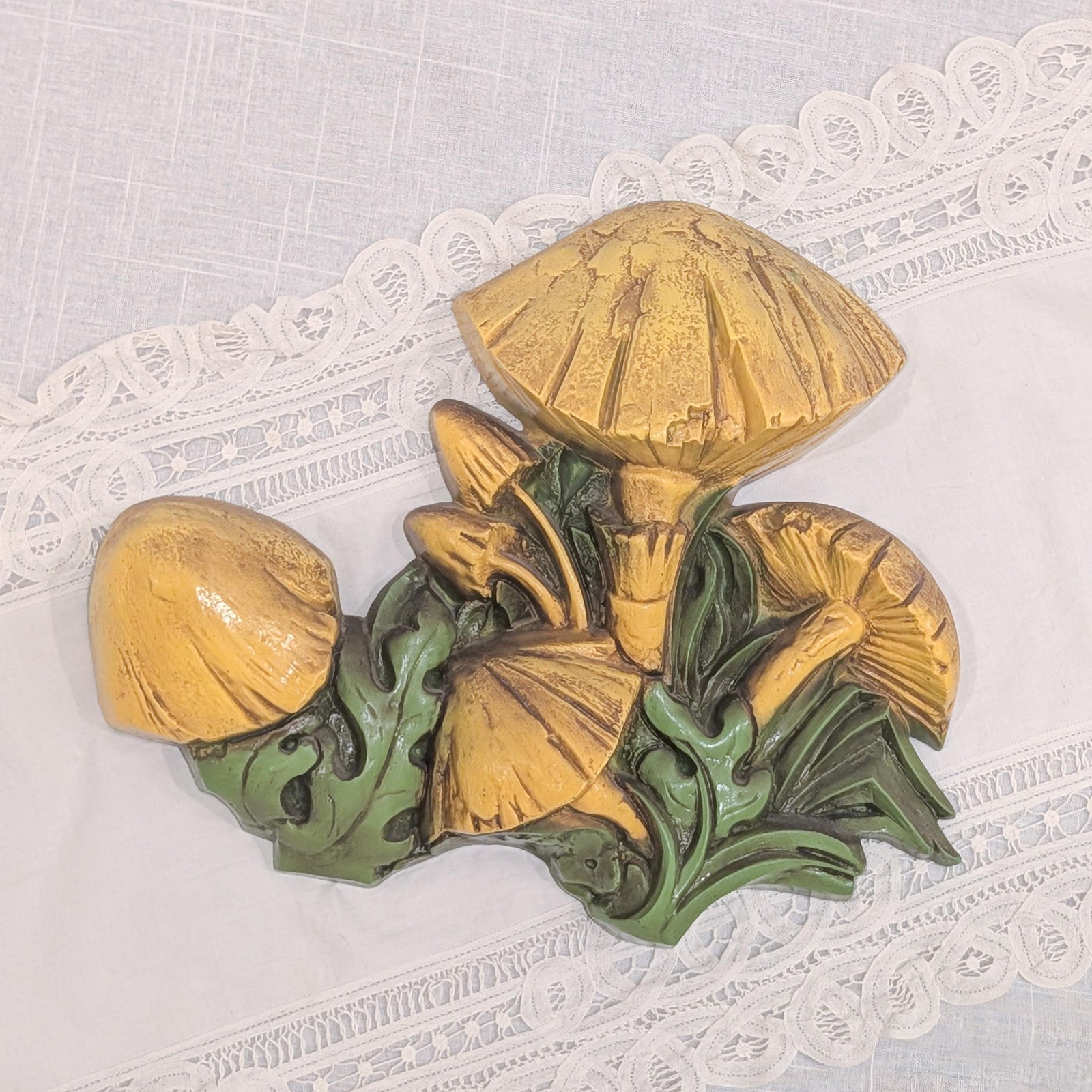 Vintage Mushroom 1970s Molded Plastic Syroco Wall Decor