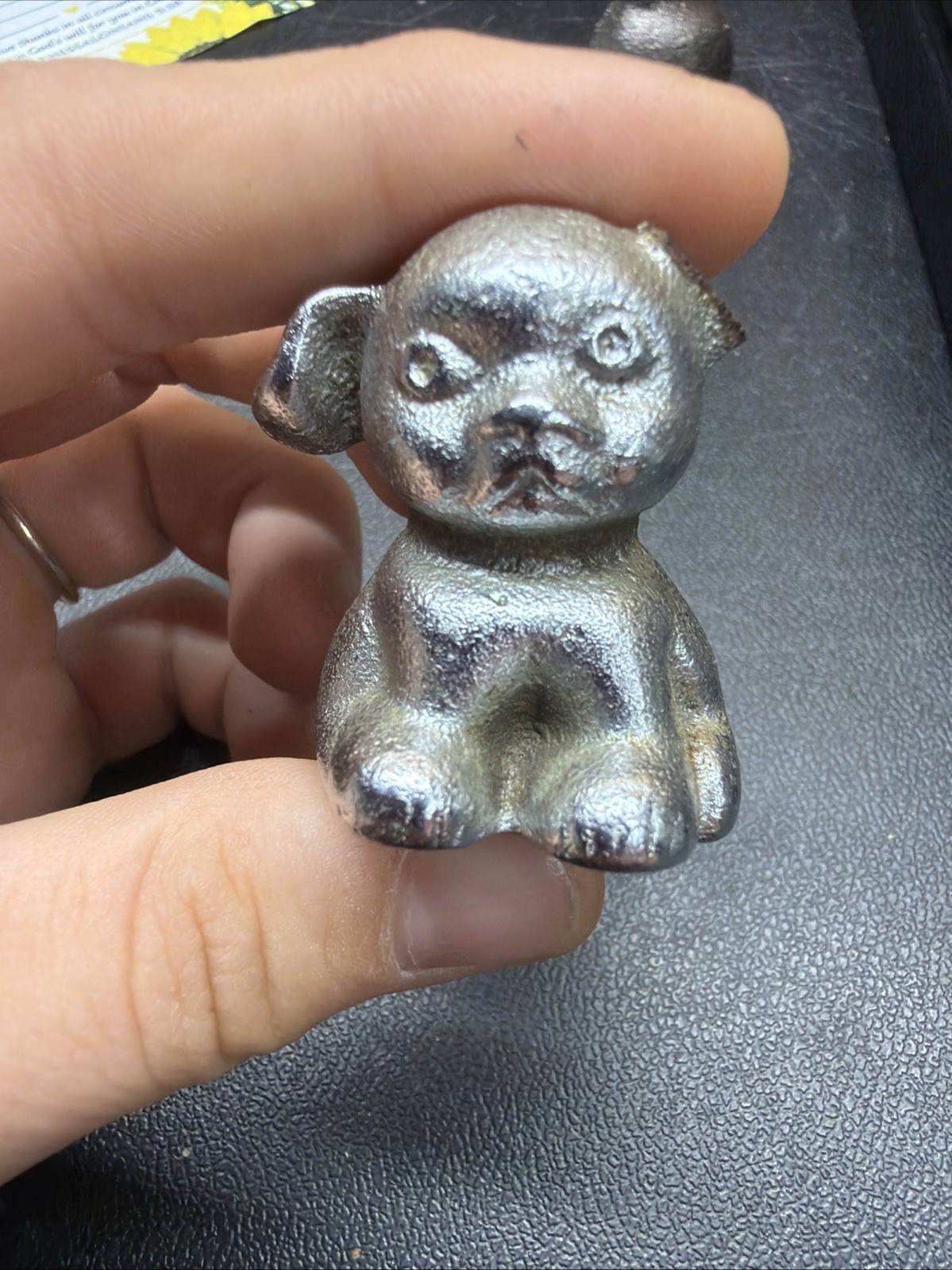 Vintage Bucki Carbons Ribbons Griswold Cast Iron Puppy Dog Paperweight