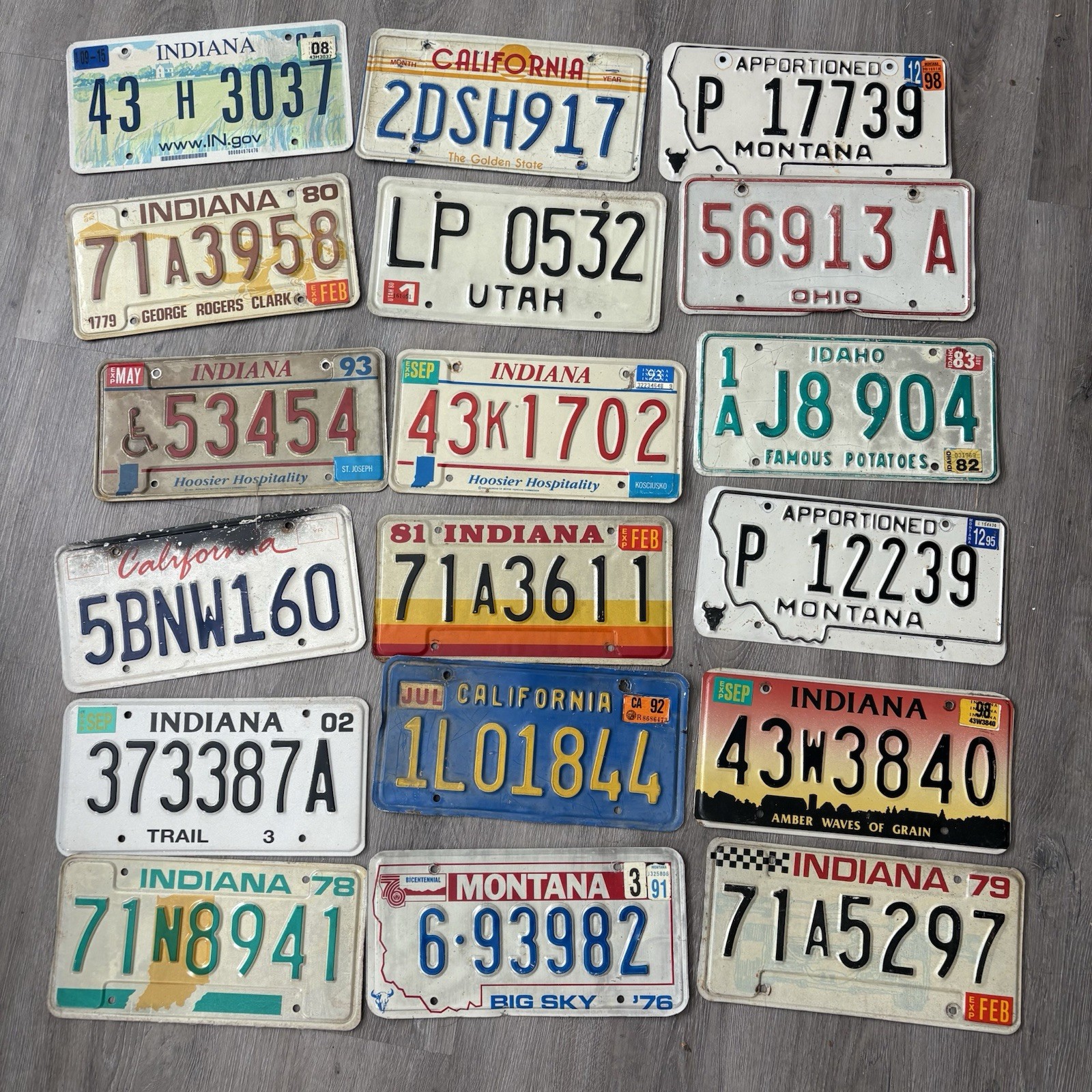 VTG 1970s 1980s 1990s Indiana Montana California License Plate Lot