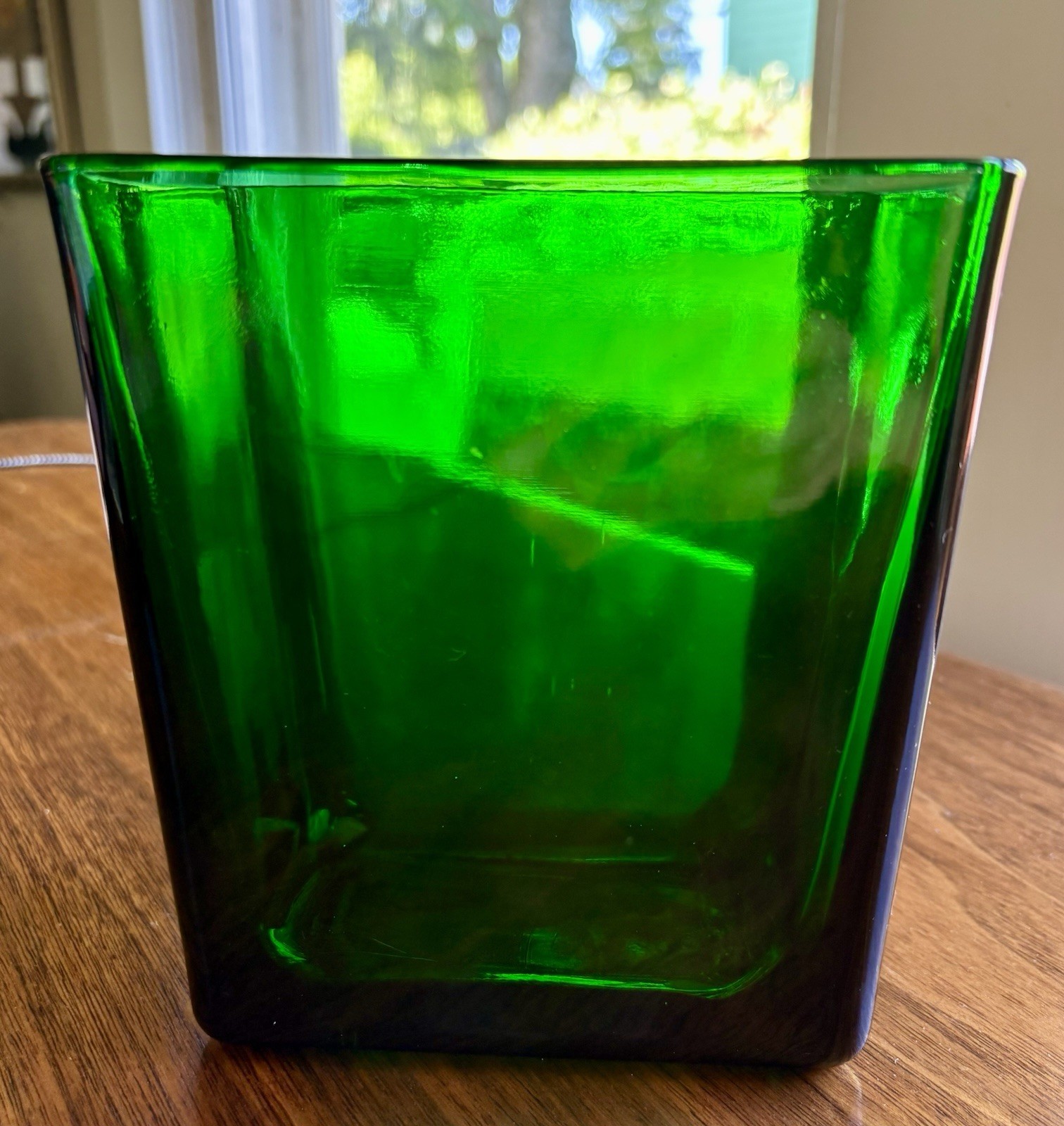 Vintage NAPCO Emerald Green Glass Vase Made in Cleveland, Ohio # 1166
