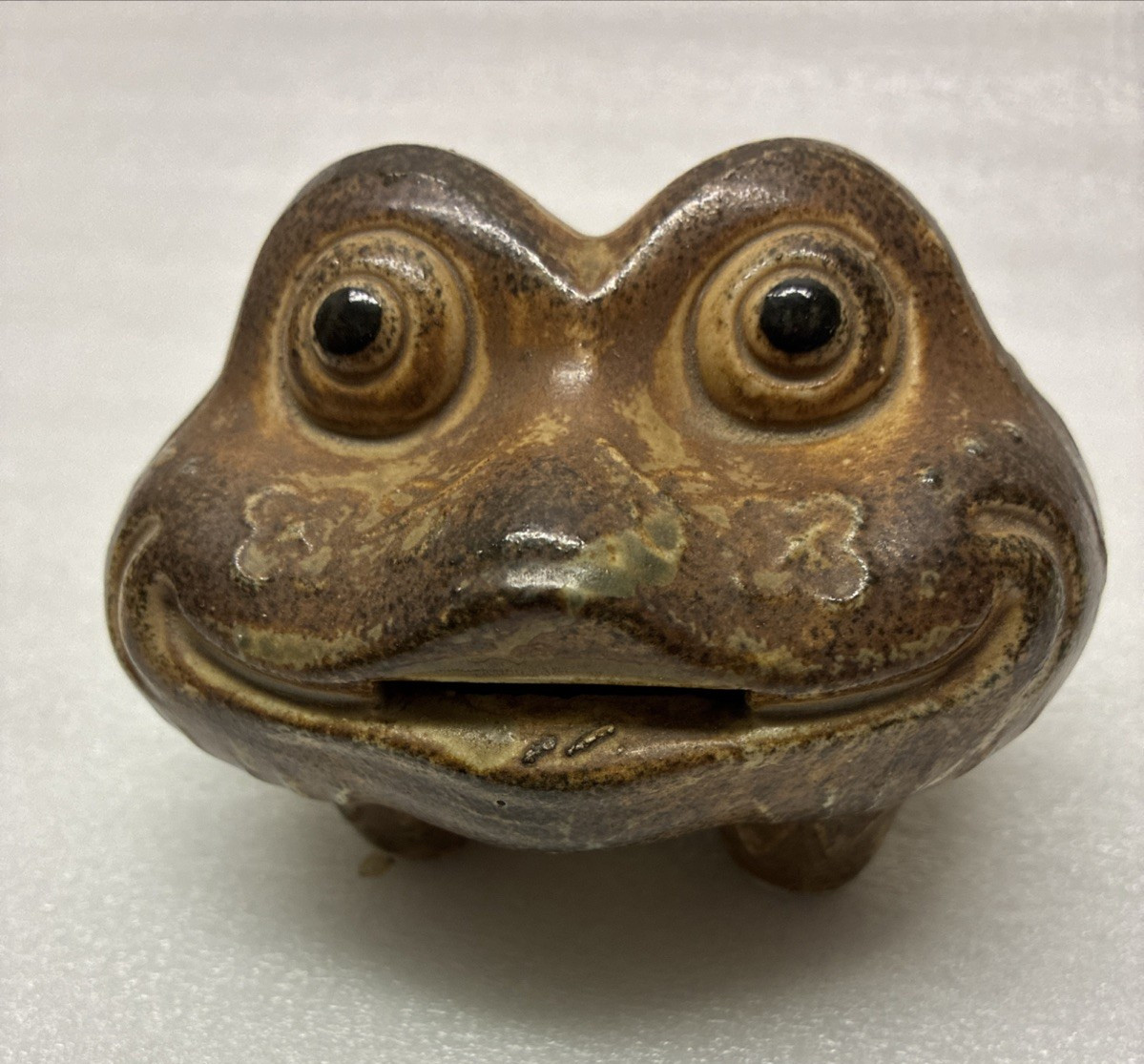 Vintage Otagiri Japan OMC Stoneware Lucky Frog Toad Coin Bank Glazed Folk Art
