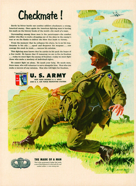 1951 U.S ARMY Recruiting Paratrooper Soldier VINTAGE MAGAZINE PRINT ADVERTISEMEN