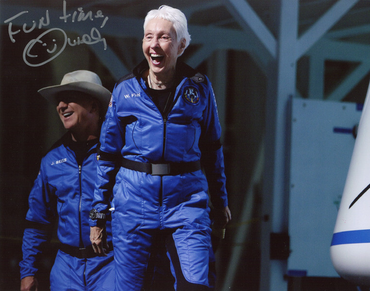 WALLY FUNK SIGNED 8x10 PHOTO BLUE ORGIN ASTRONAUT AVIATOR RARE BECKETT BAS