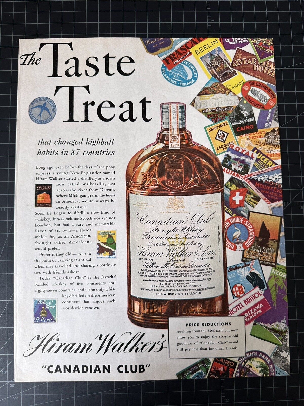 Rare Vintage 1935 Hiram Walker’s Canadian Club Whiskey Print Ad