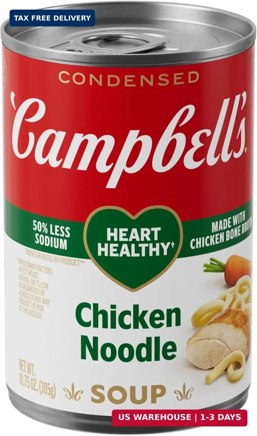 Campbell's Condensed Heart Healthy Chicken Noodle Soup, 10.75 oz Can (Pack of 6)