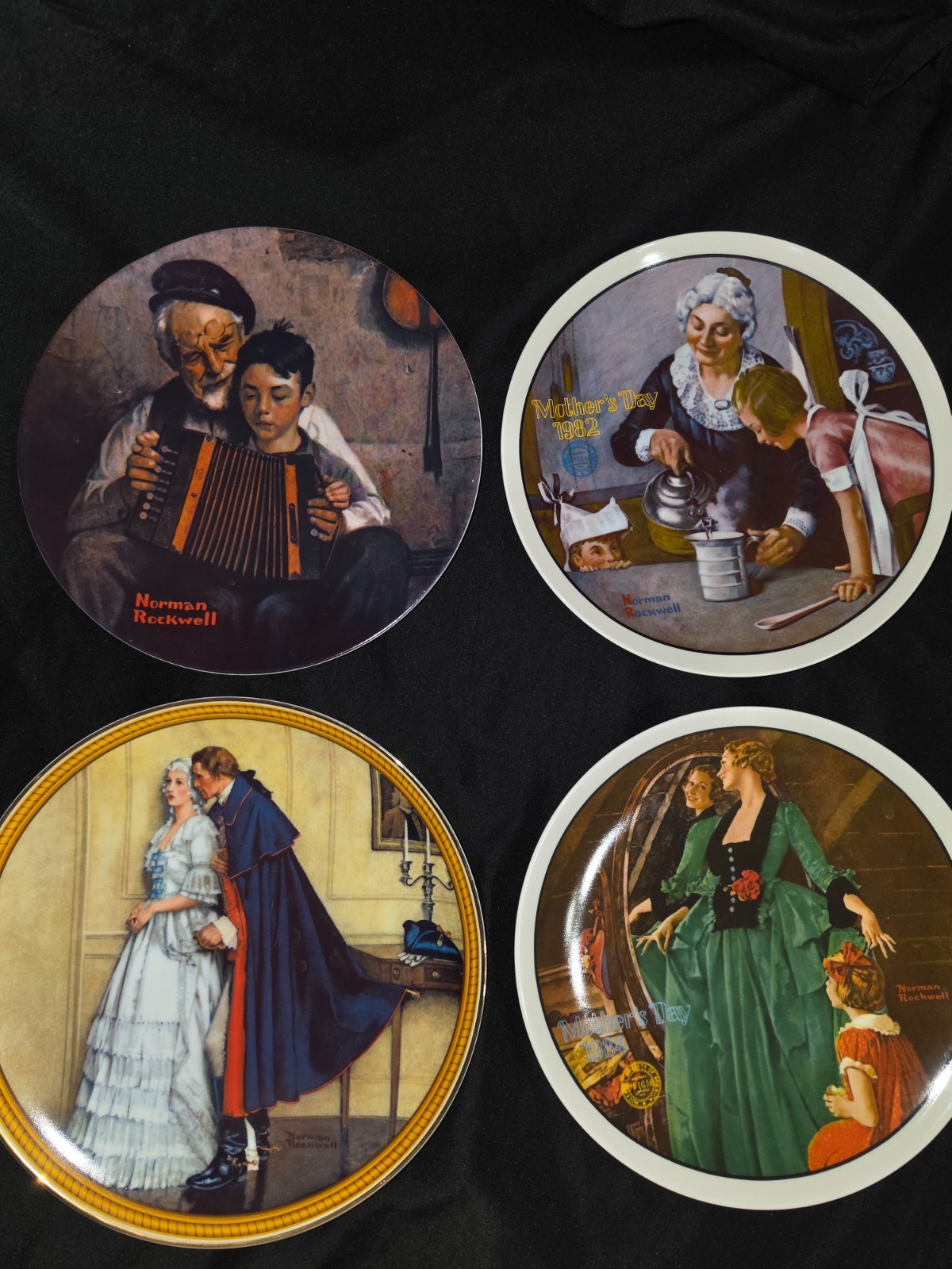 Lot of 4 Vintage Norman Rockwell Knowles Collector Plates 1980s Collection