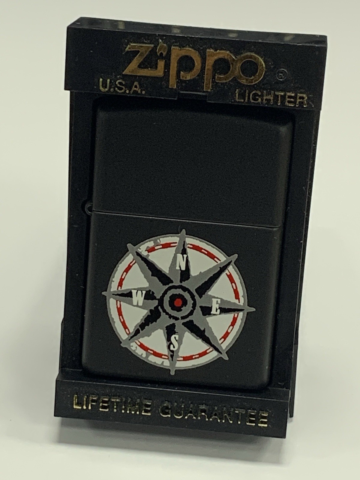 Vintage 1997 Unfired Zippo Lighter MARLBORO COMPASS Matte Black Boxed