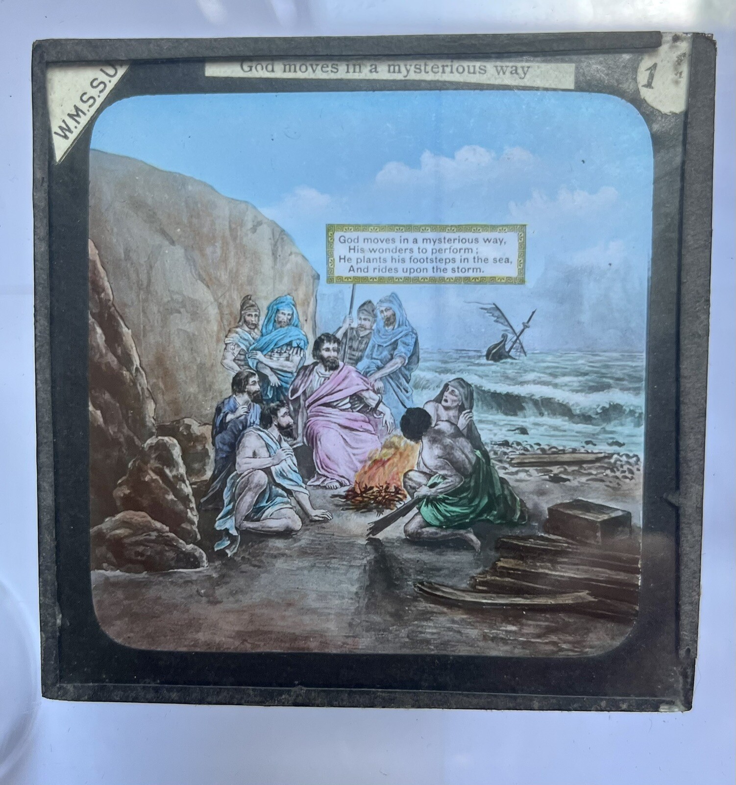 6x Religious God Moves In Mysterious Ways Antique Magic Lantern Slides Set