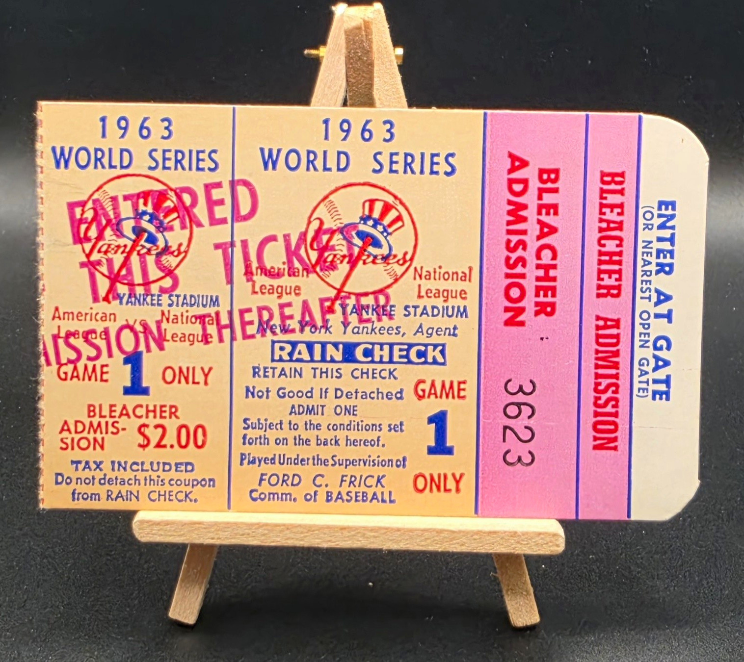 1963 World Series Game 1 ticket stub Brooklyn Dodgers Sandy Koufax 15 K\'s Sharp