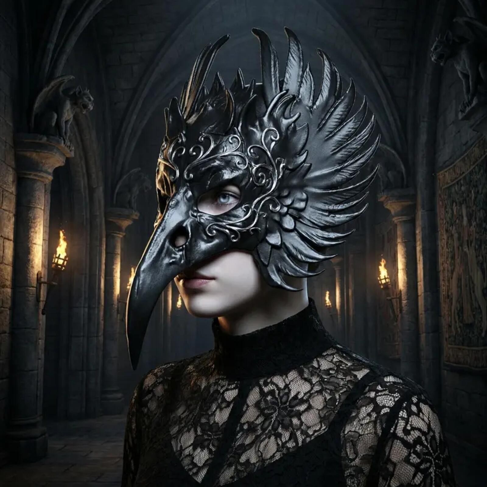 Gothic Raven Mask - Cultist Halloween Costume - Wearable Bird Cosplay
