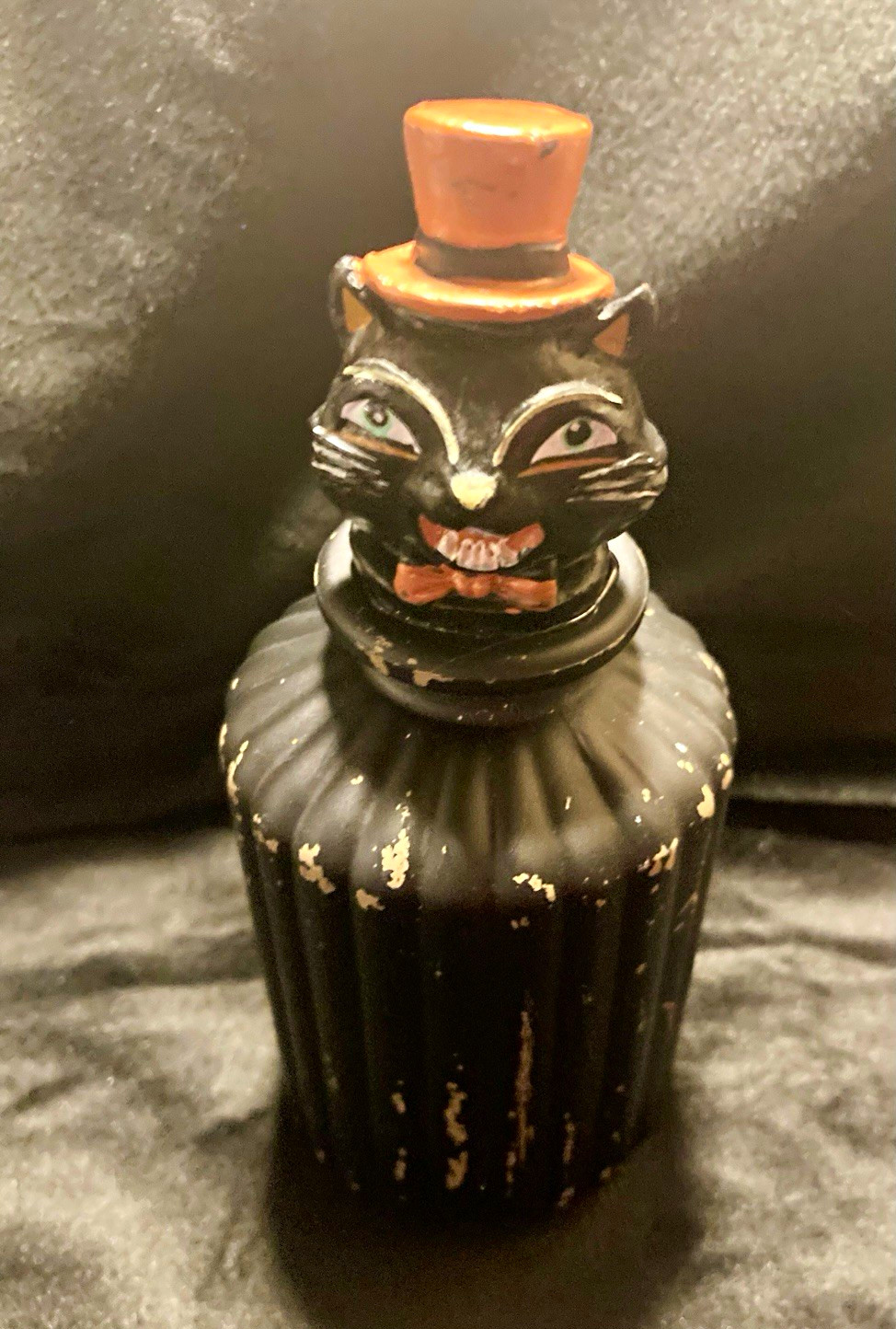 🎃Ashland Halloween Vintage Spirits Black Cat Tabletop Decor Glass Bottle🎃